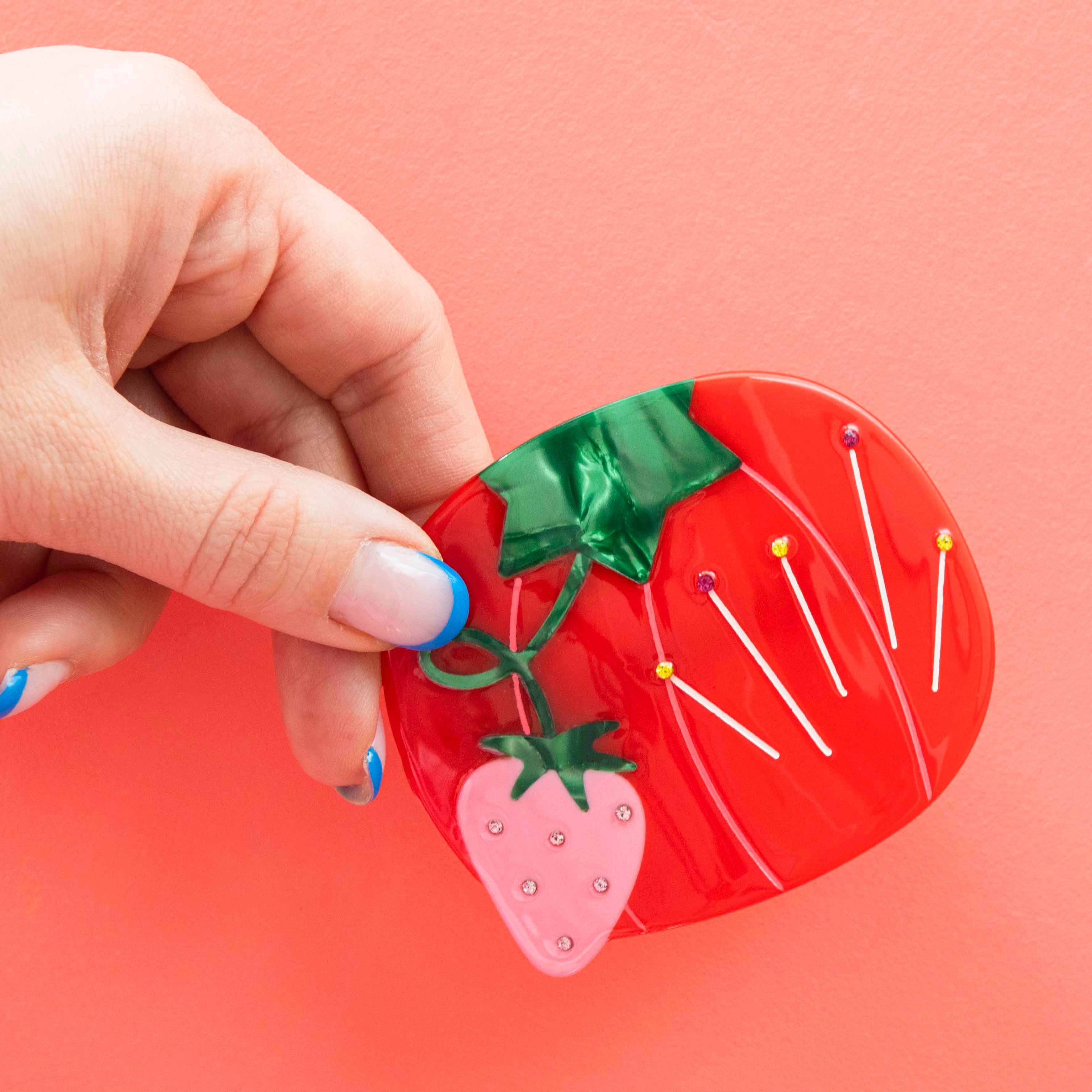 tomato pin cushion french barrette hair clip - Regular