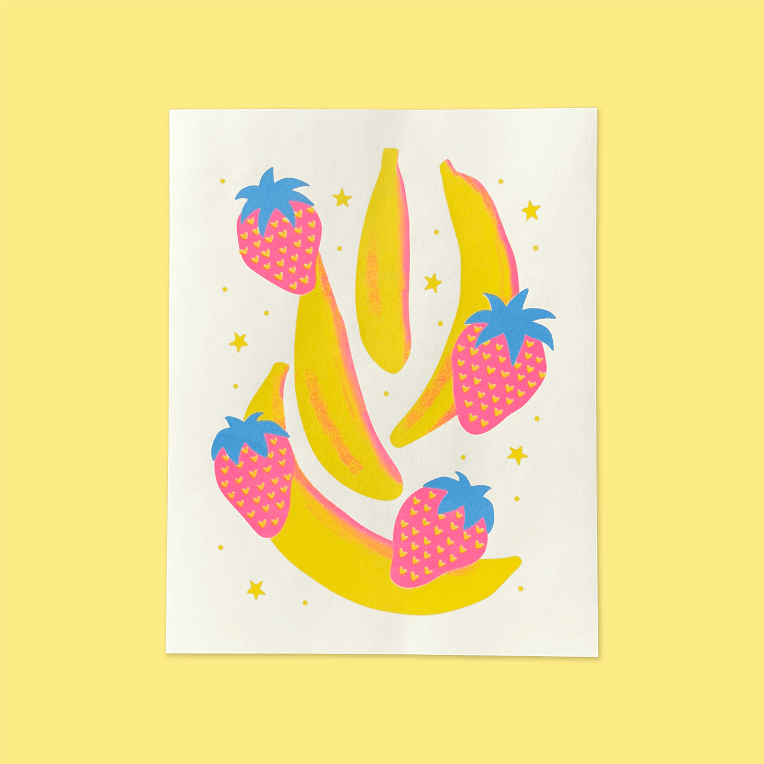 strawberry banana 11x14 riso print - Regular