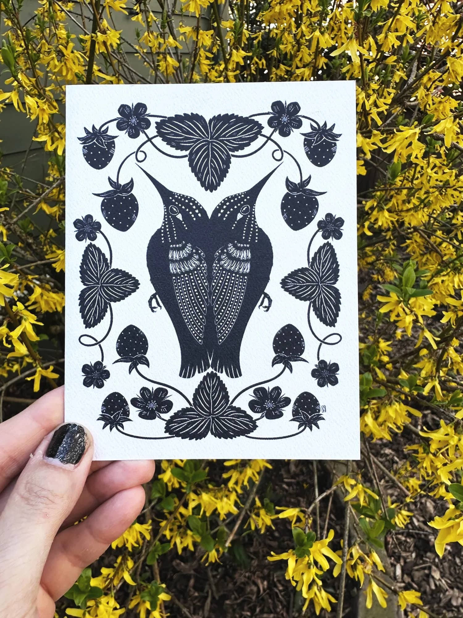 birds & berries card - Regular