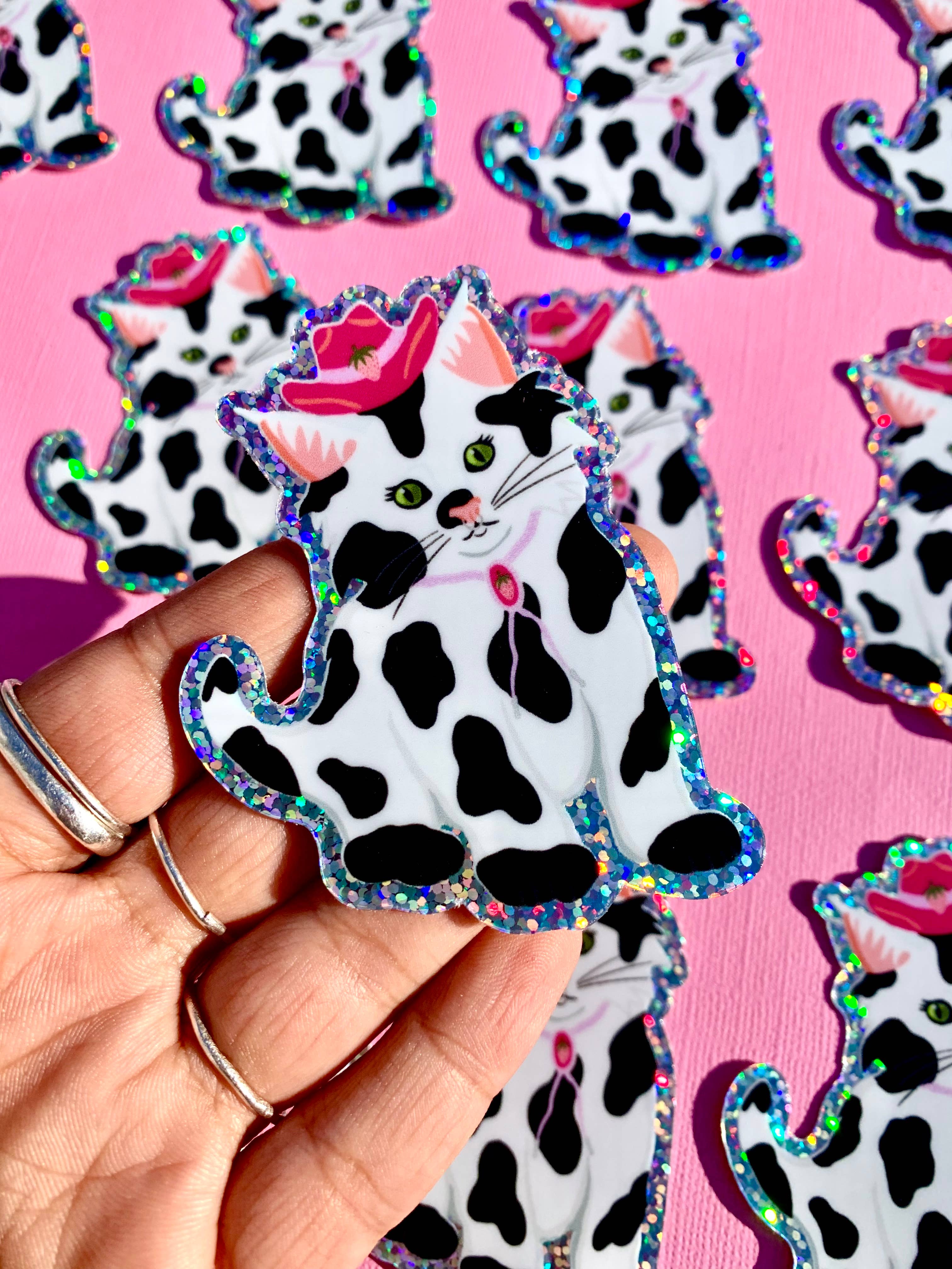 strawberry cowgirl kitty sticker - Regular