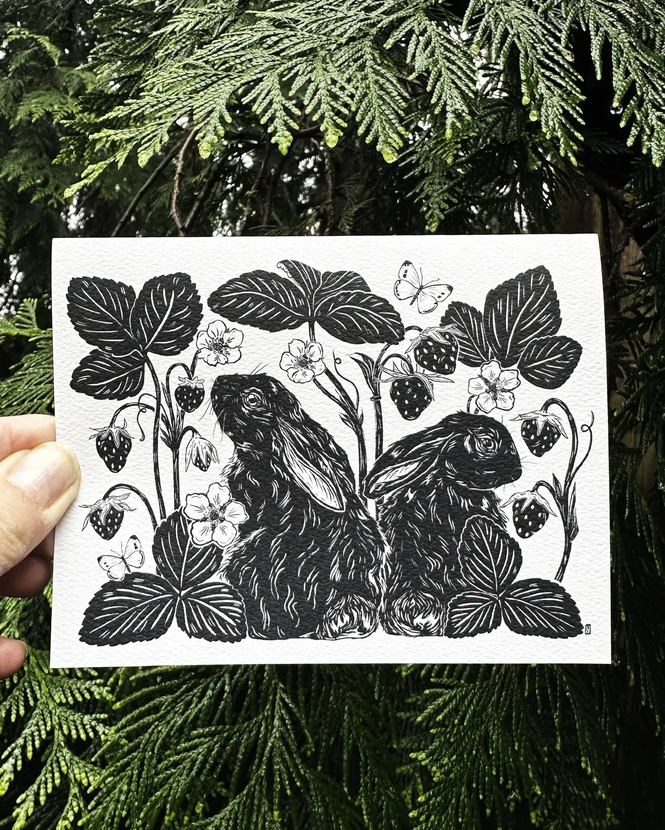 bunnies & berries card - Regular