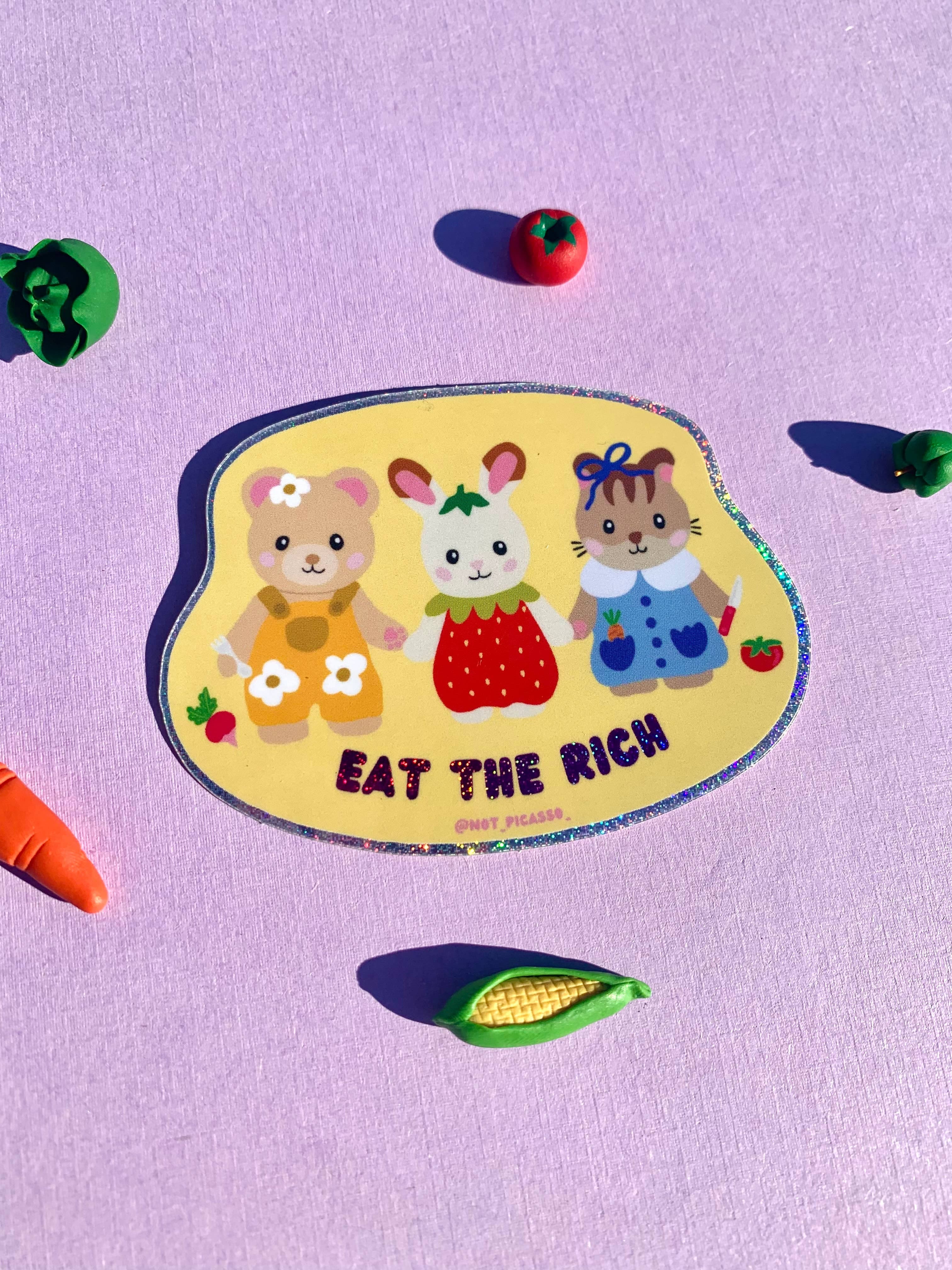 eat the rich! critter sticker - Regular