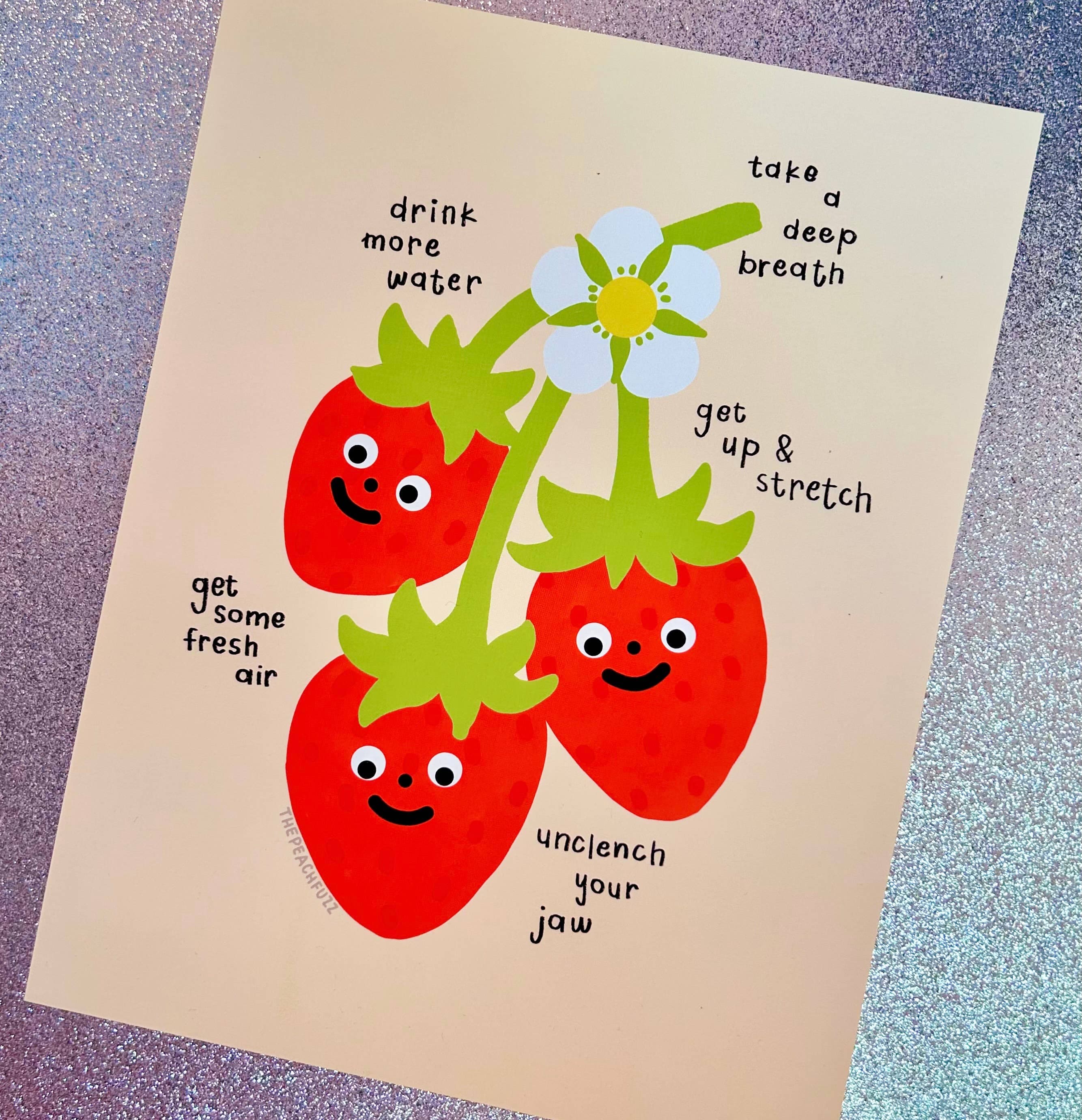 self-care strawberries print - Regular