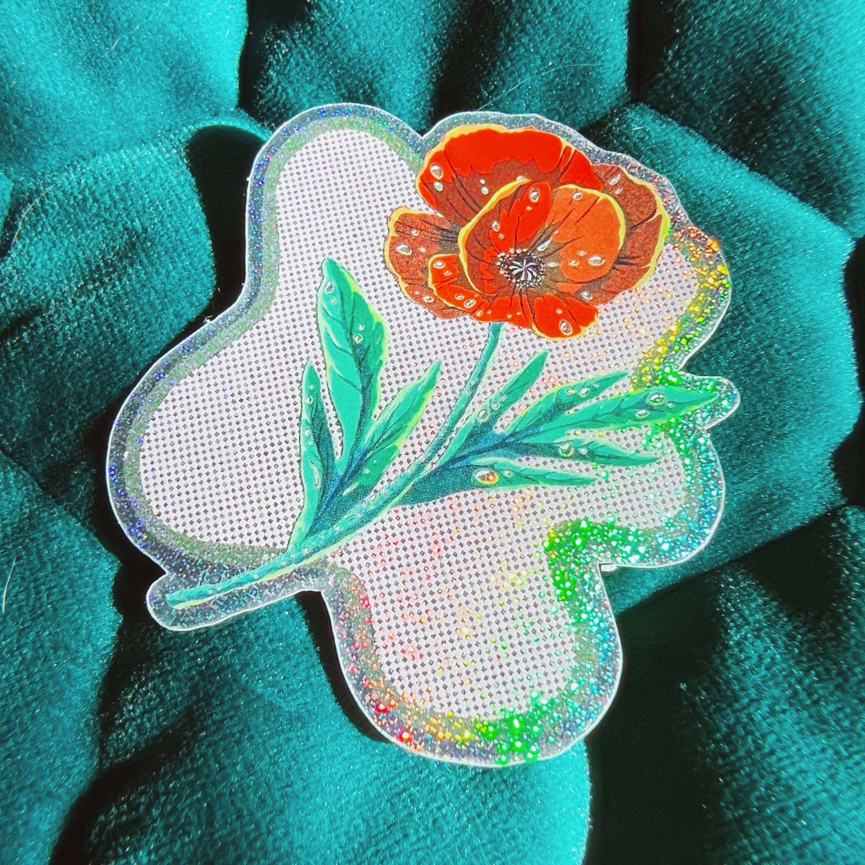 dewy glitter flower sticker - Regular