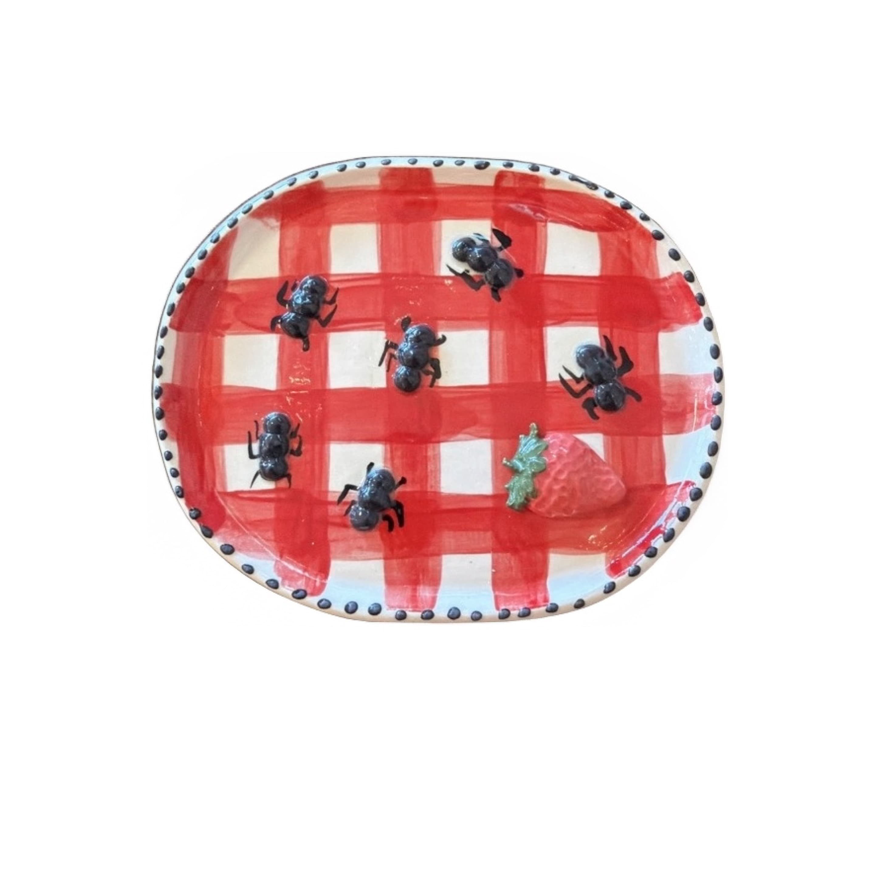 ceramic antsy strawberry picnic tray - Regular