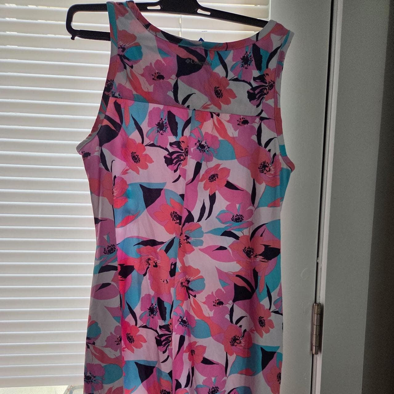 Columbia Sportswear pink, blue, and black floral print dress in a S #columbia #floral