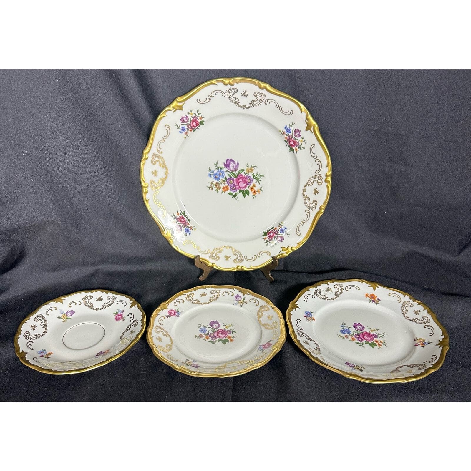 REICHENBACH GDR Dinner, Salad, Bread & Butter, Saucer Plates-RARE-One Set of 4