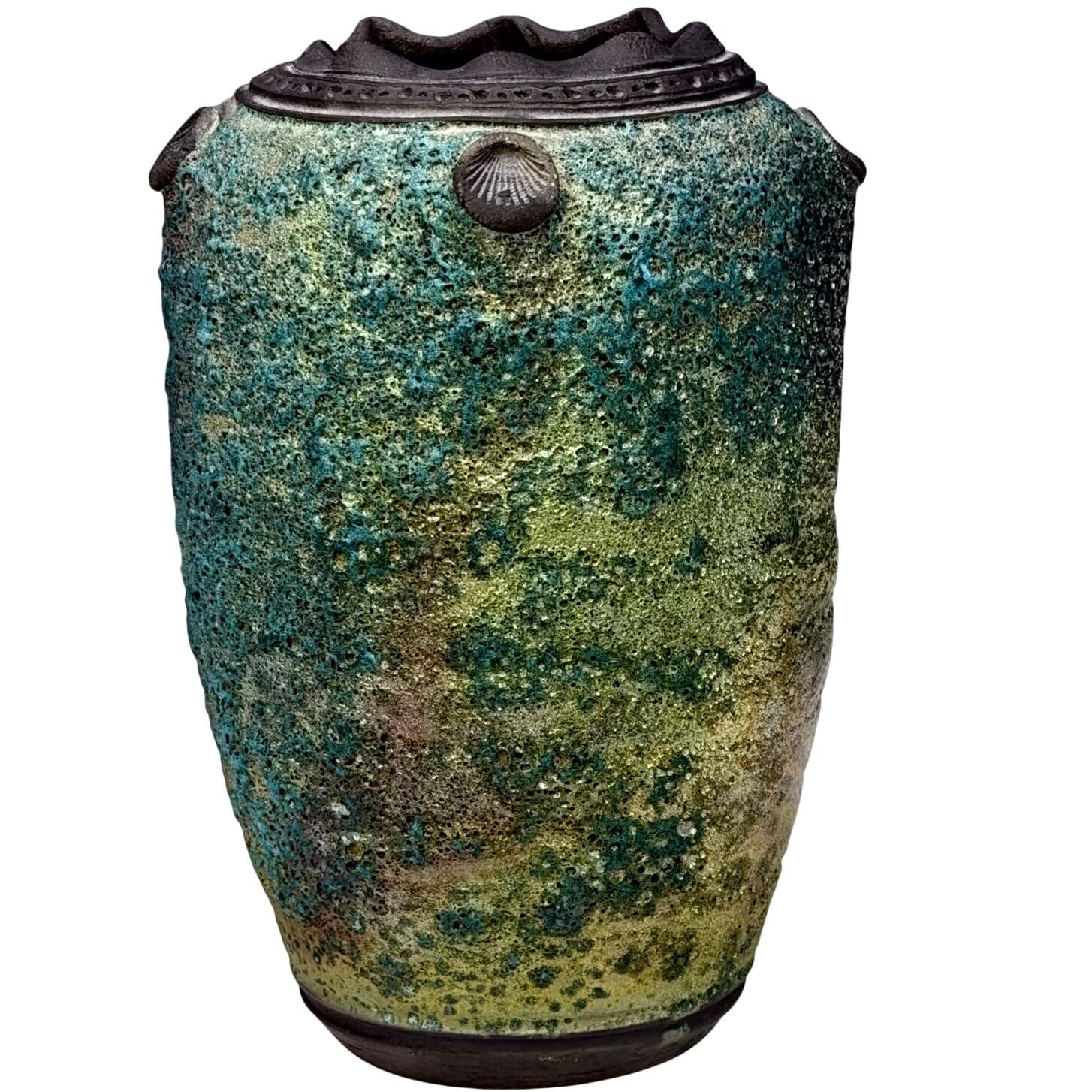 Signed Trent Tally Pottery Vase Clay Art Works Lava Glaze Textured Ceramic 8.5"