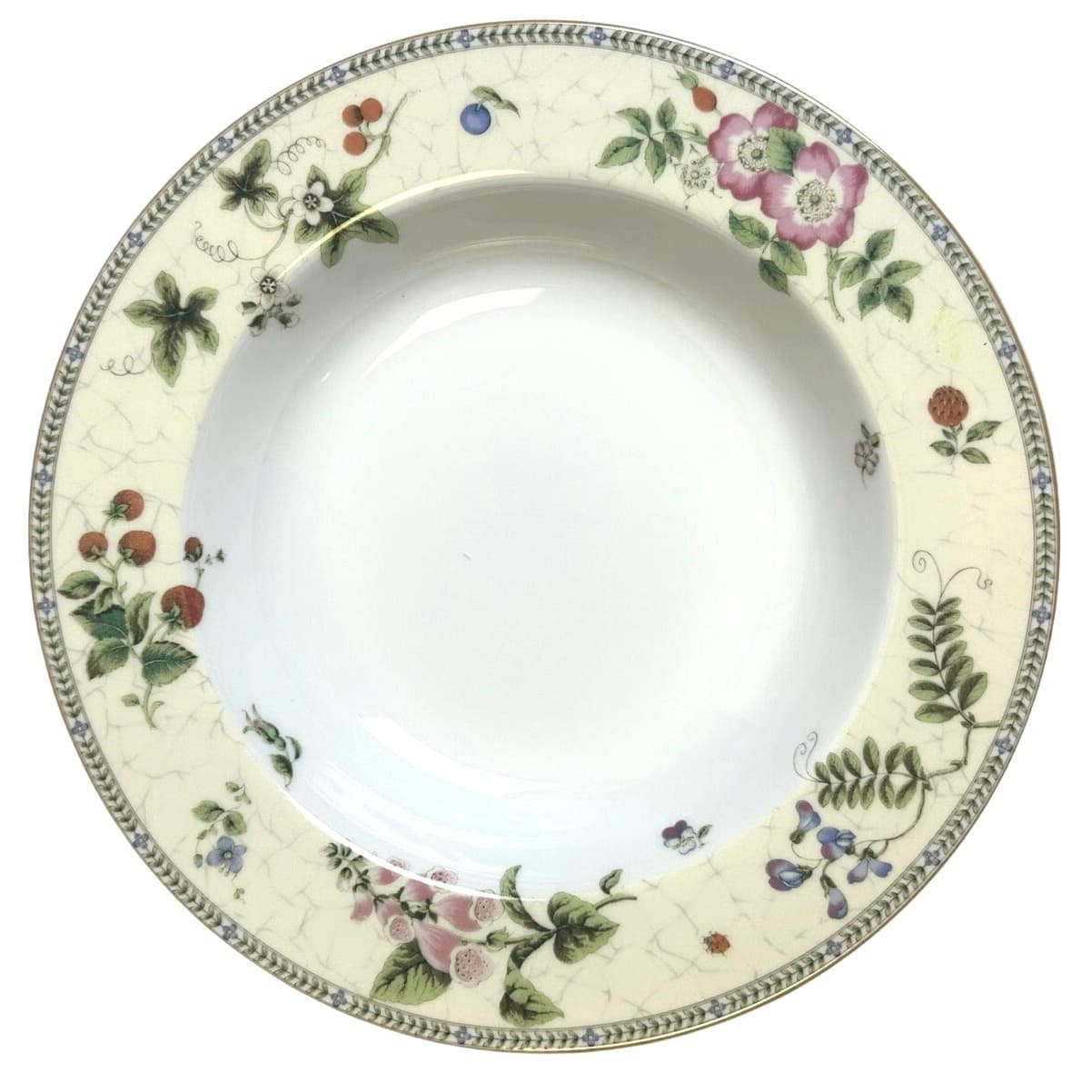 Wedgwood Vintage 1997 "Fleur" 9" Large Rim Soup/Pasta Bowls-Excellent-Set of 6