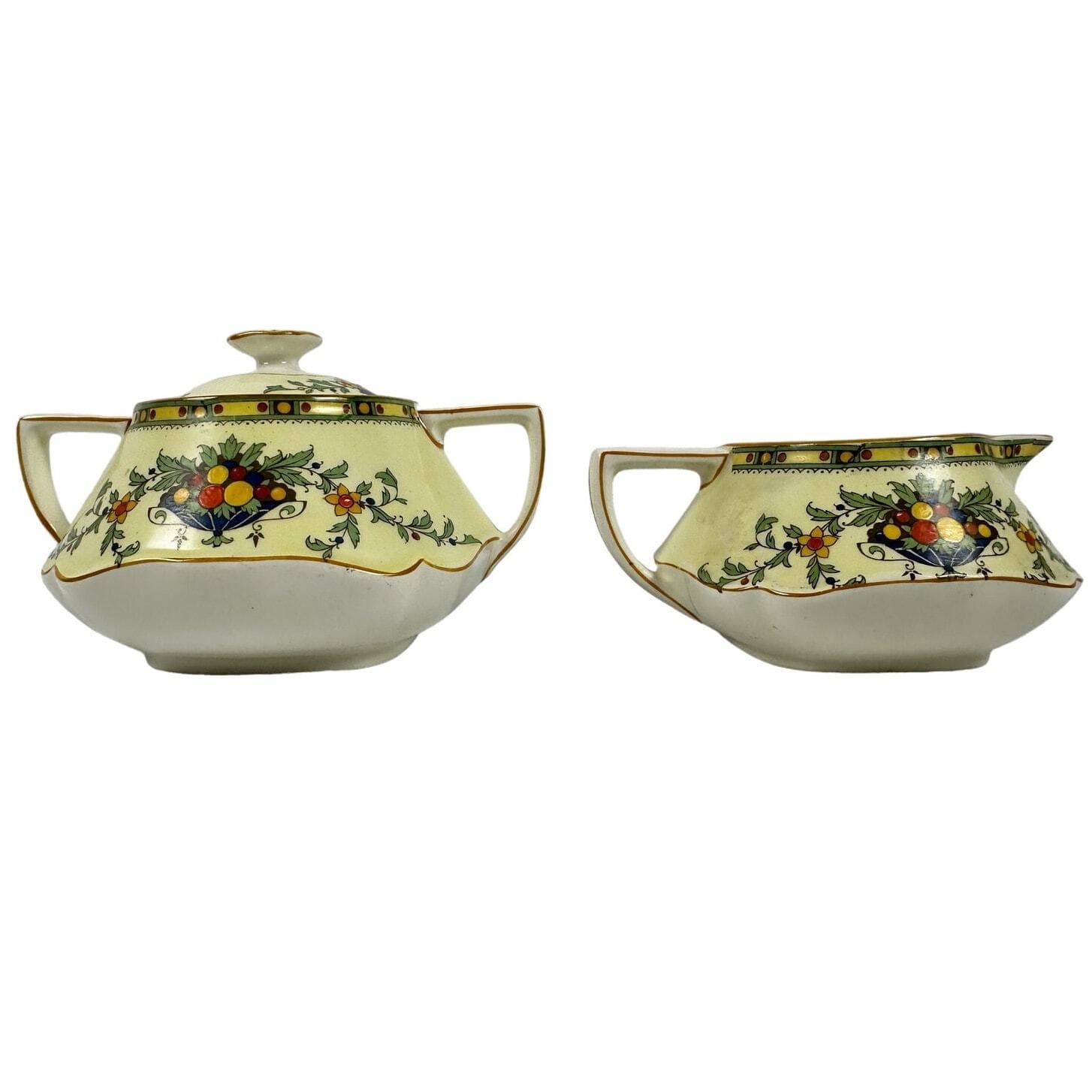 Crown Ducal Ware England 72944 Antique 1930's Creamer & Sugar Bowl w/Lid-Read!