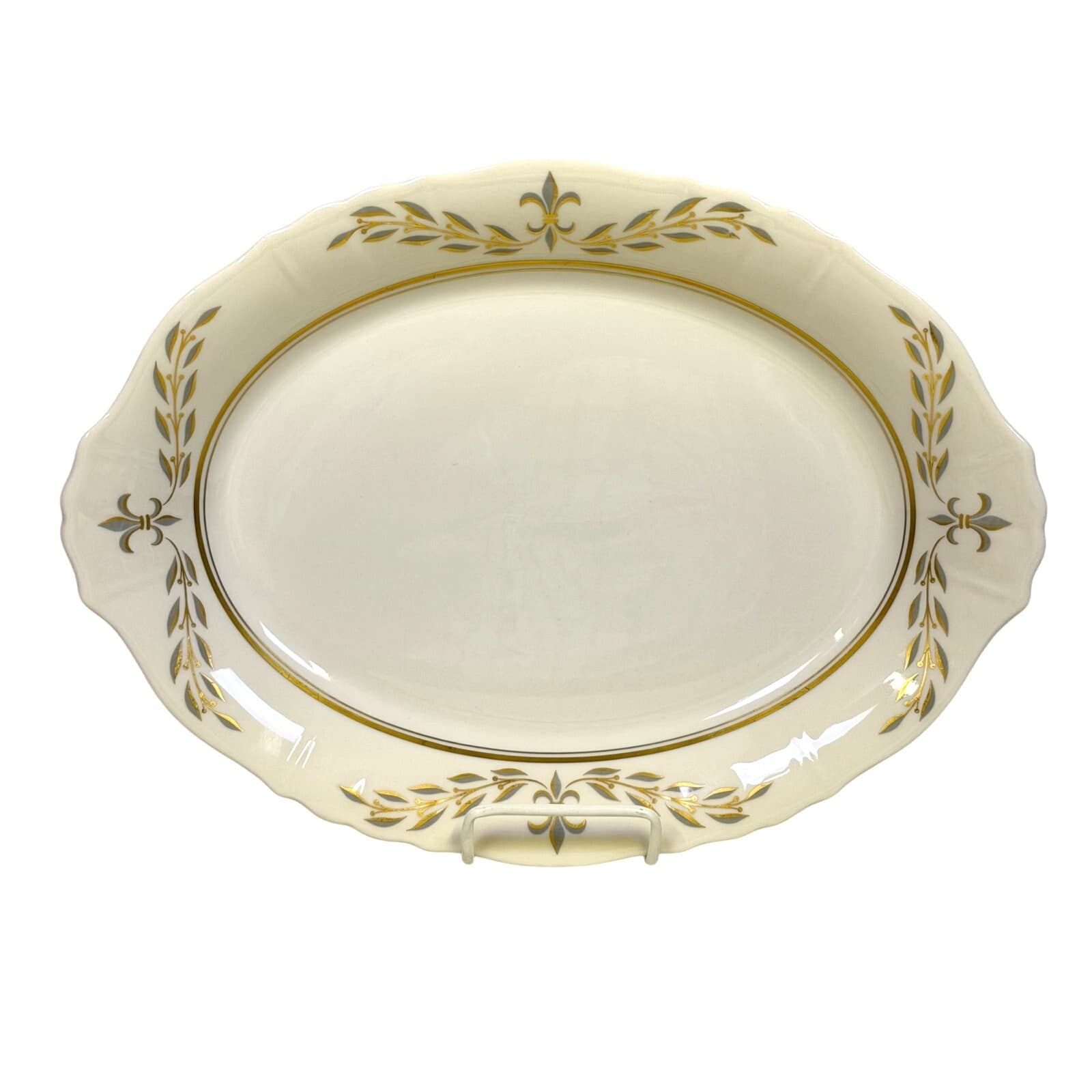 Syracuse Retired 1962-1966 'Fleur De Lis Gray' 14 x 10 Oval Serving Platter-Rare