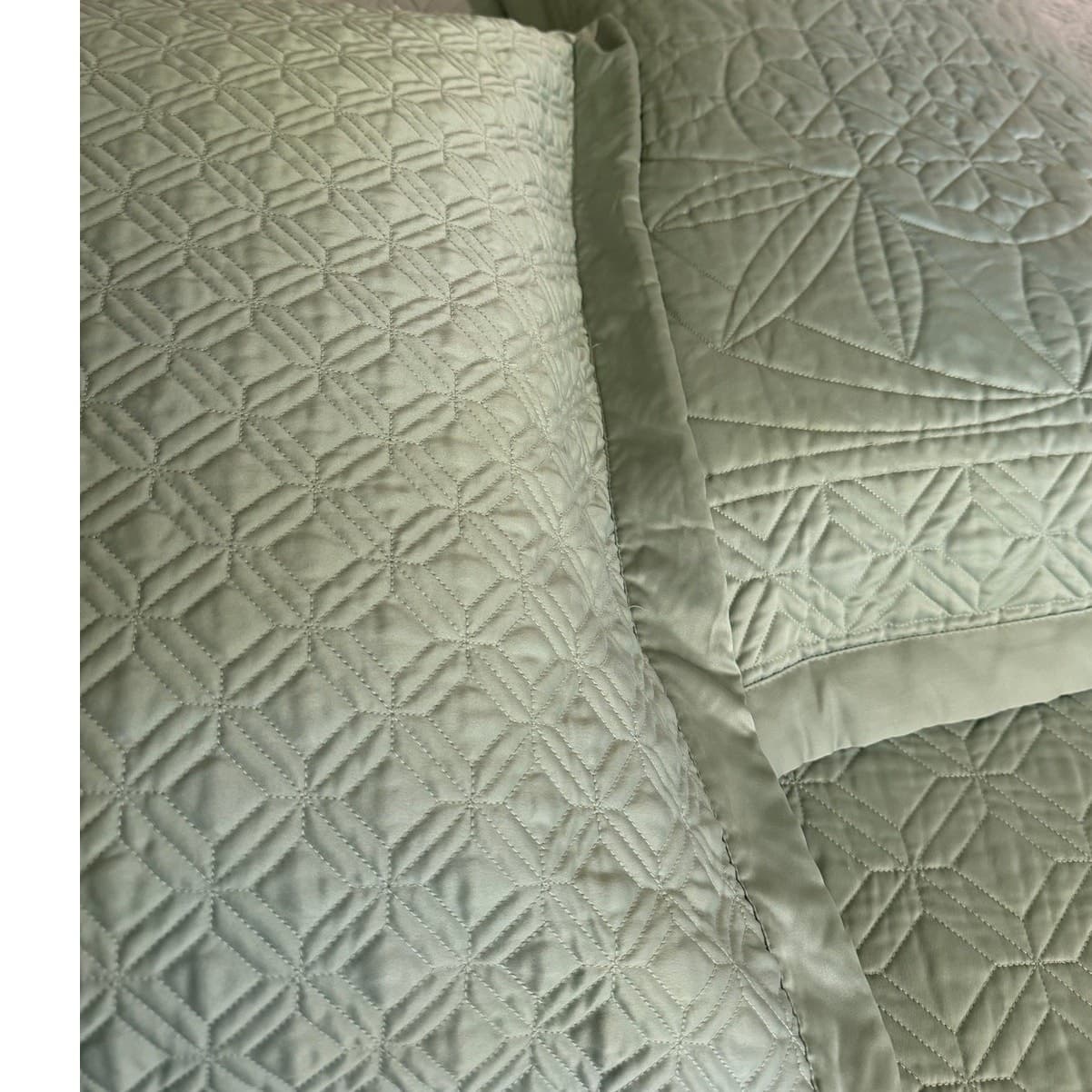 Waterford King Quilted Coverlet Set 6-PC Sage Green Euro King Shams Luxury