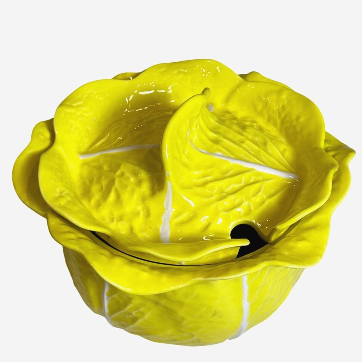 Secla Portugal Majolica Yellow Cabbage Pottery Soup Tureen/Lid-Mid Century-Rare