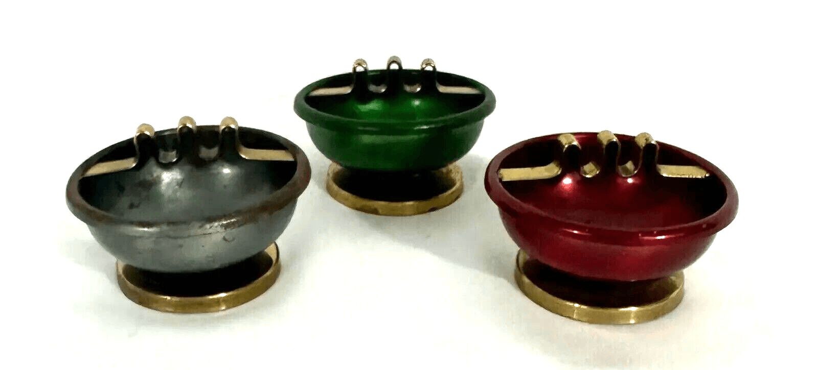Mid Century Vintage Aluminum Colorized Ash Trays-Set of 3