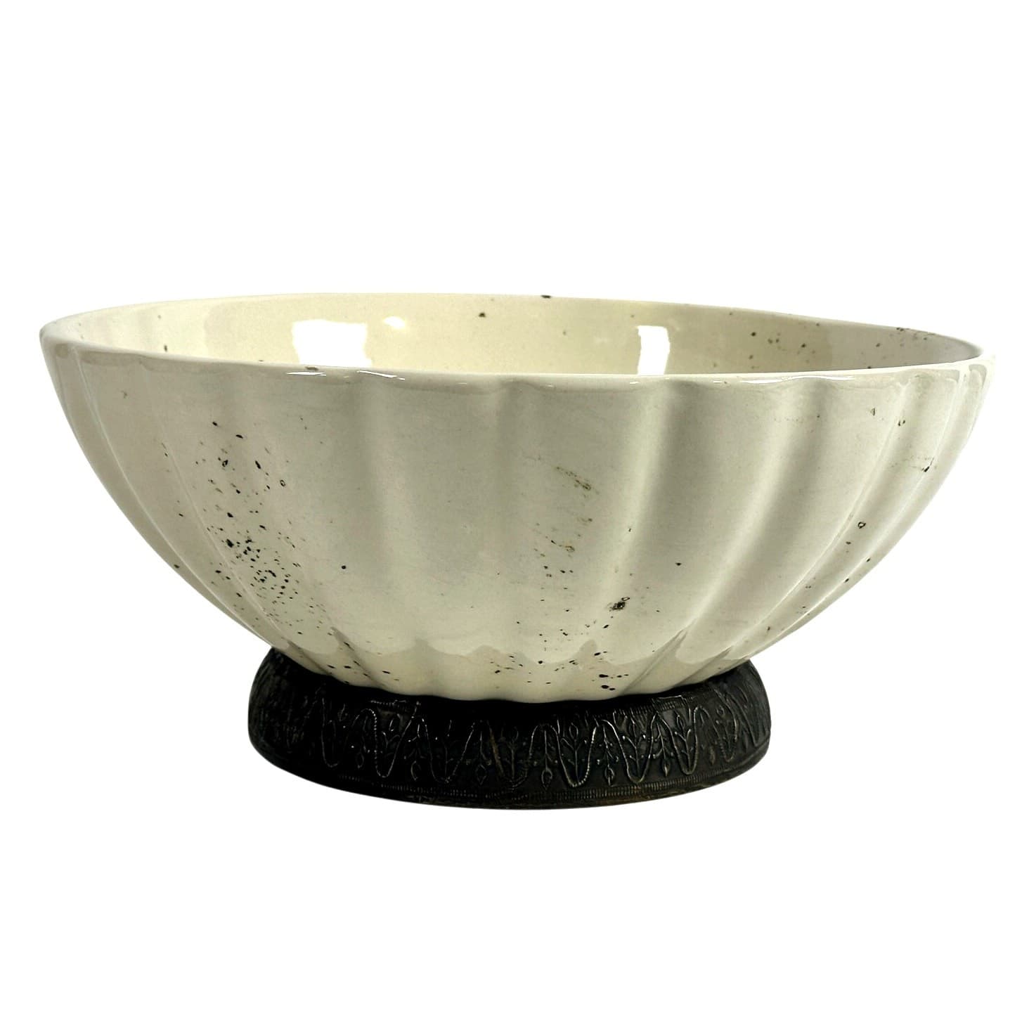 Unique Rustic Design Presentation Salad Centerpiece 12" Bowl Metal Covered Base