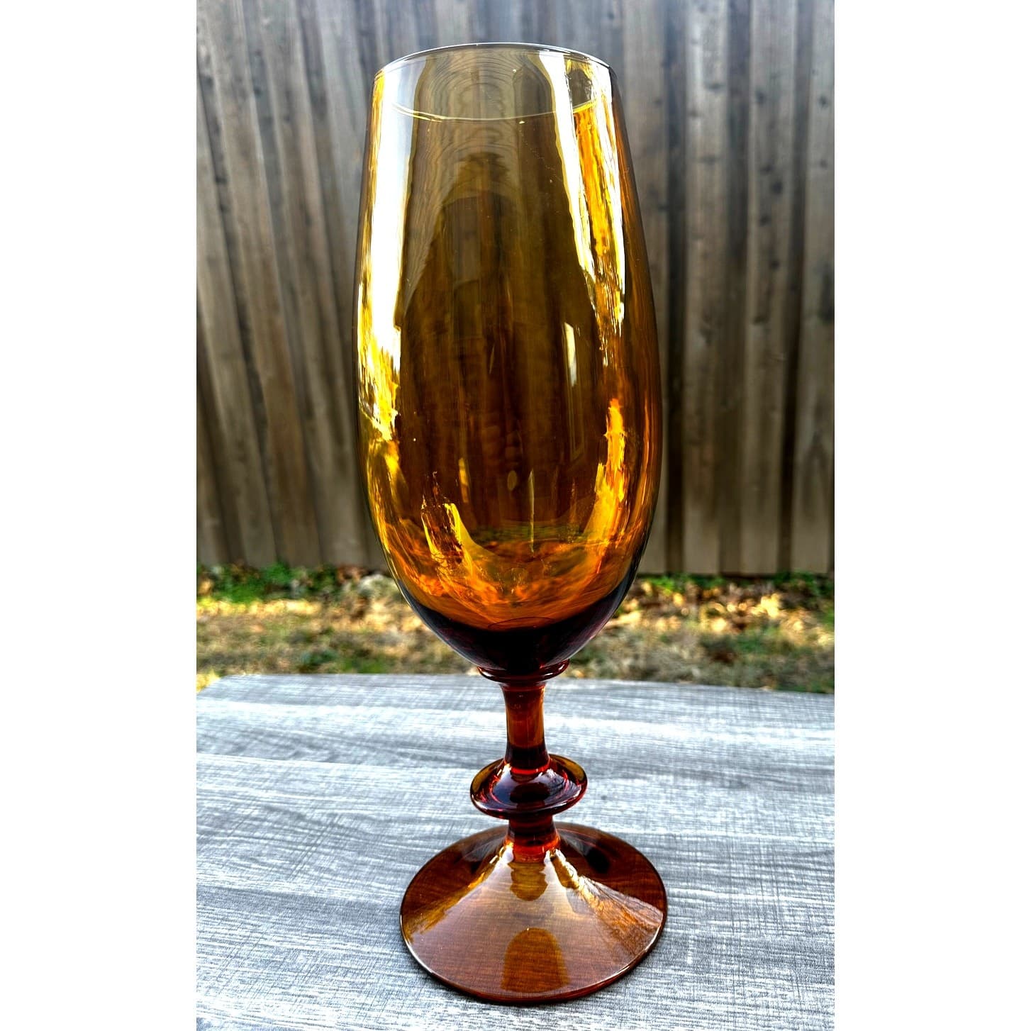 Stunning Mid-Century Vintage Amber Glass 14.5" Vase Display Piece-Rare