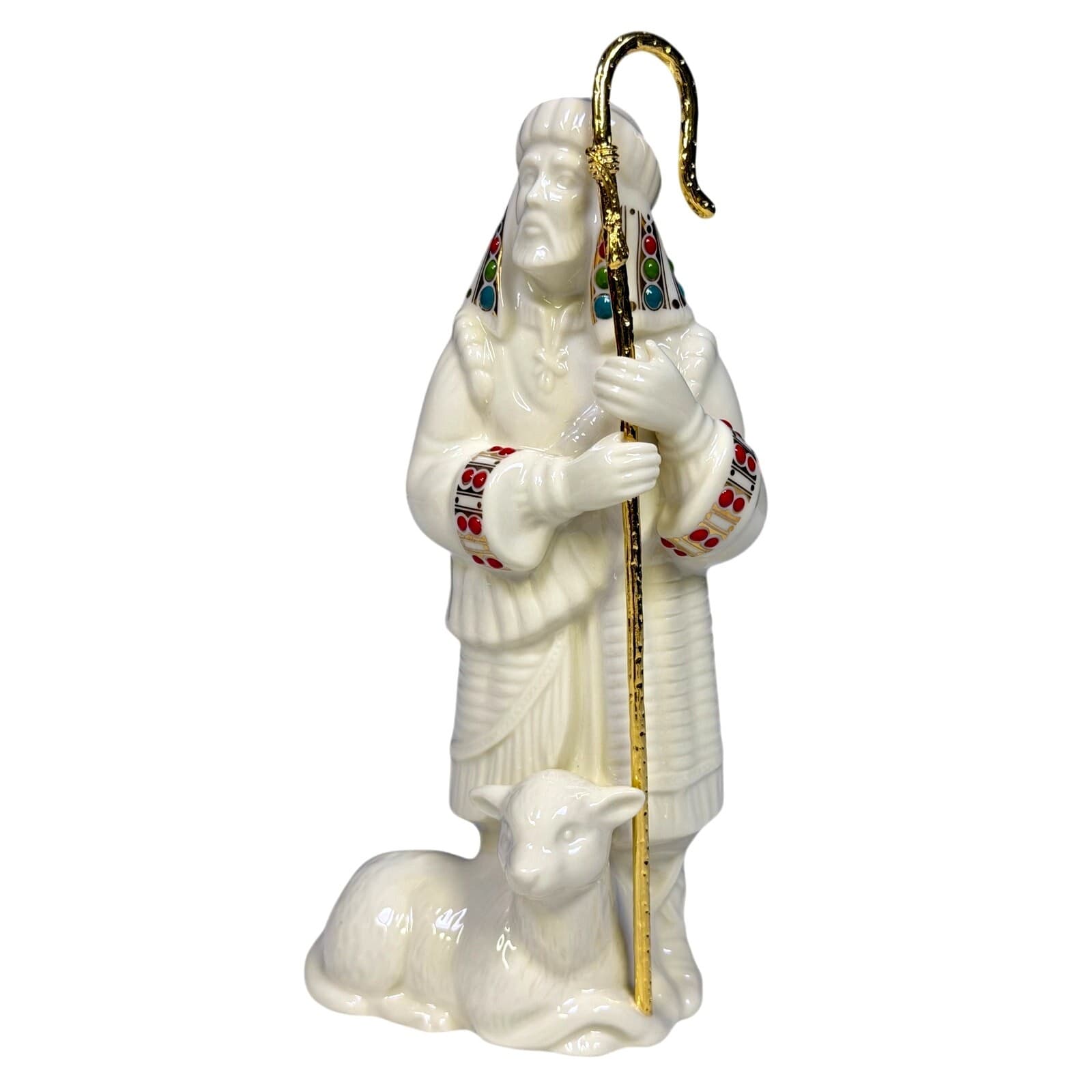 Lenox for the Holidays 1993-2007 China Jewels Nativity Sheperd w Staff/Lamb Box