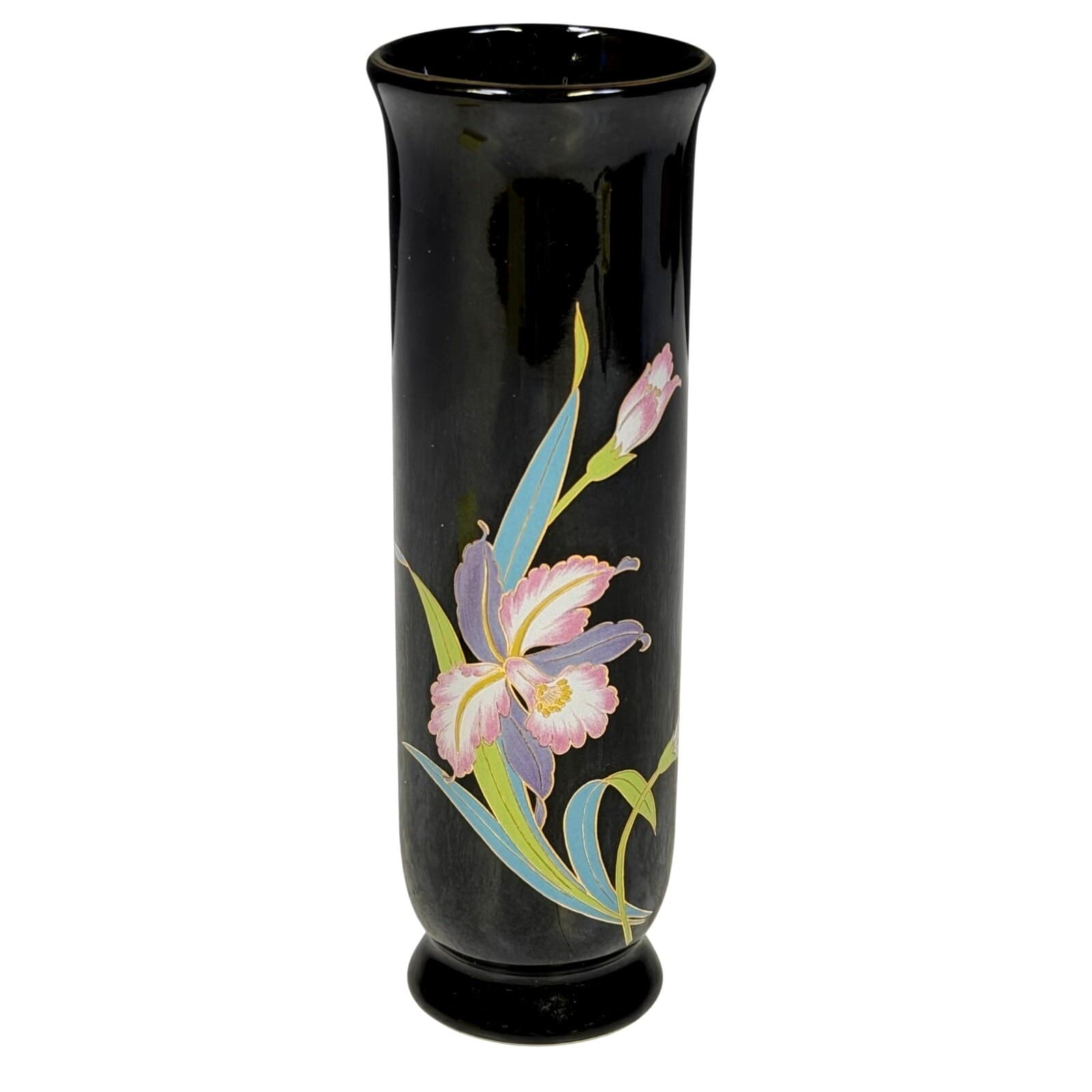 Elegant Japanese Otagiri 'Black Orchid' Modern Design 6.75" Porcelain Vase