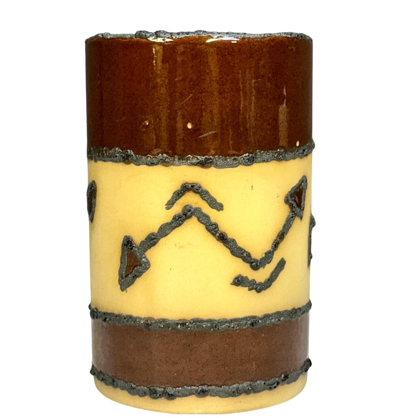 Native American Southwest Pueblo Pottery Windi AZ 41 Arrows Lava Trim Vase