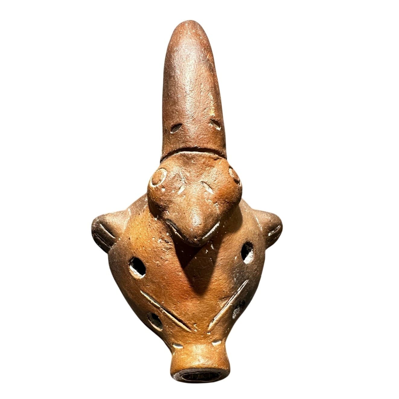 Pre-Columbian Style Bird Effigy Ocarina Pottery Flute Whistle-Pottery Art