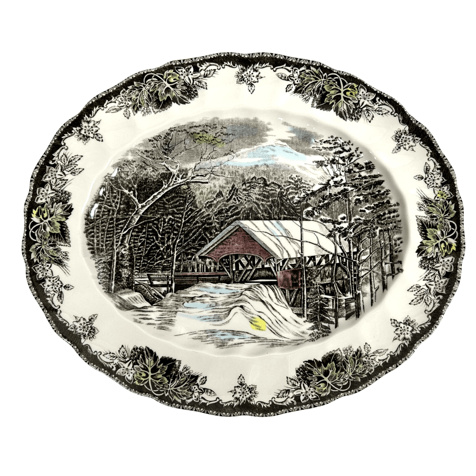 Johnson Bros England Friendly Village Covered Bridge 15.5" Oval Serving Platter