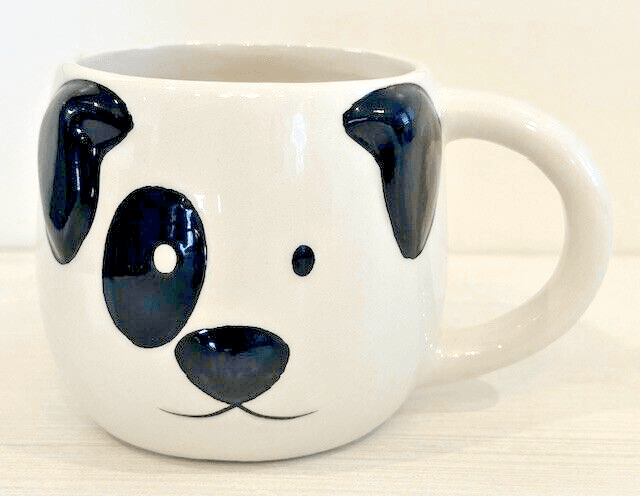 White Puppy Coffee Cup Mug with Black Eye! CUTE!!