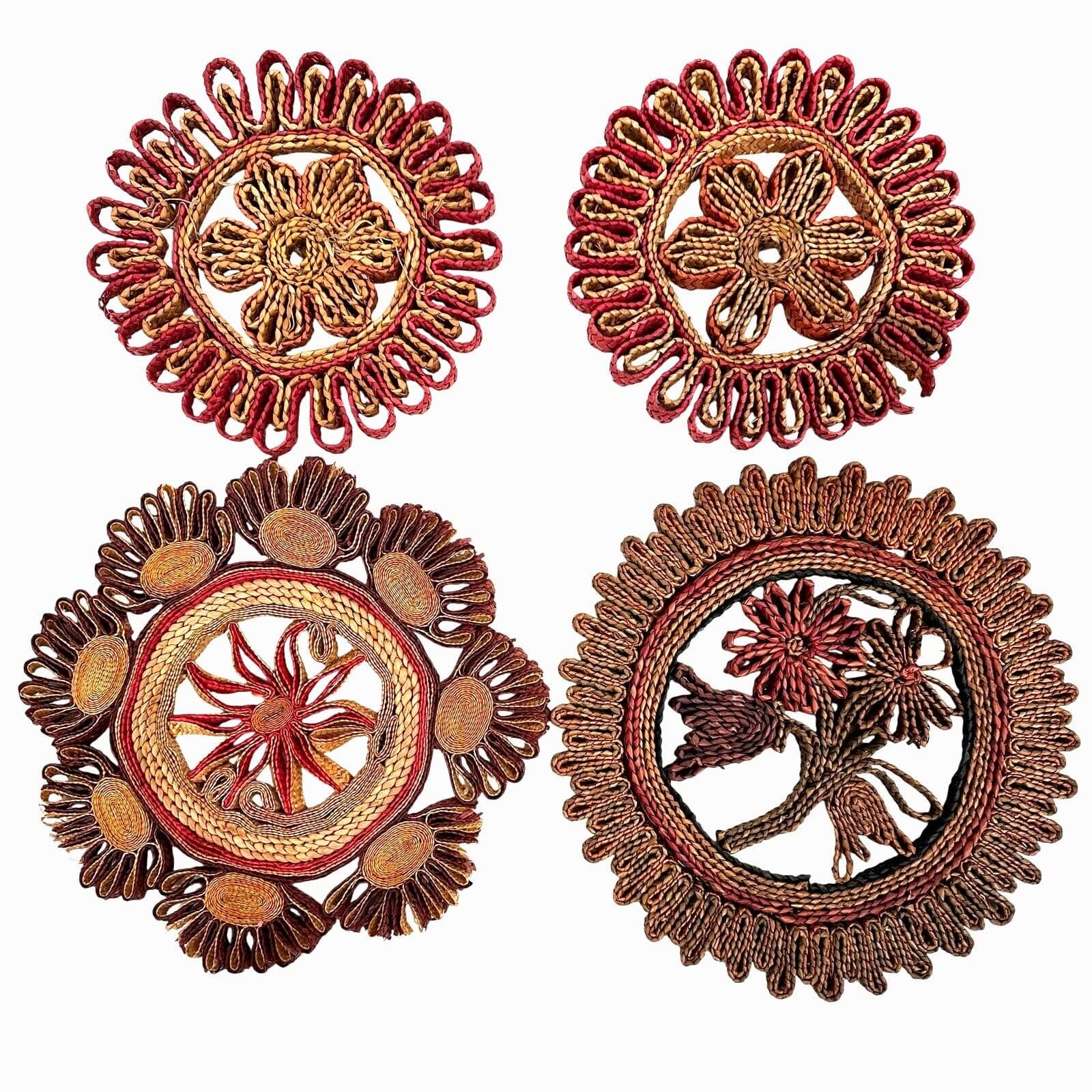 Rafia Straw Rattan Wicker Trivets Hot Pads-Set of 4!