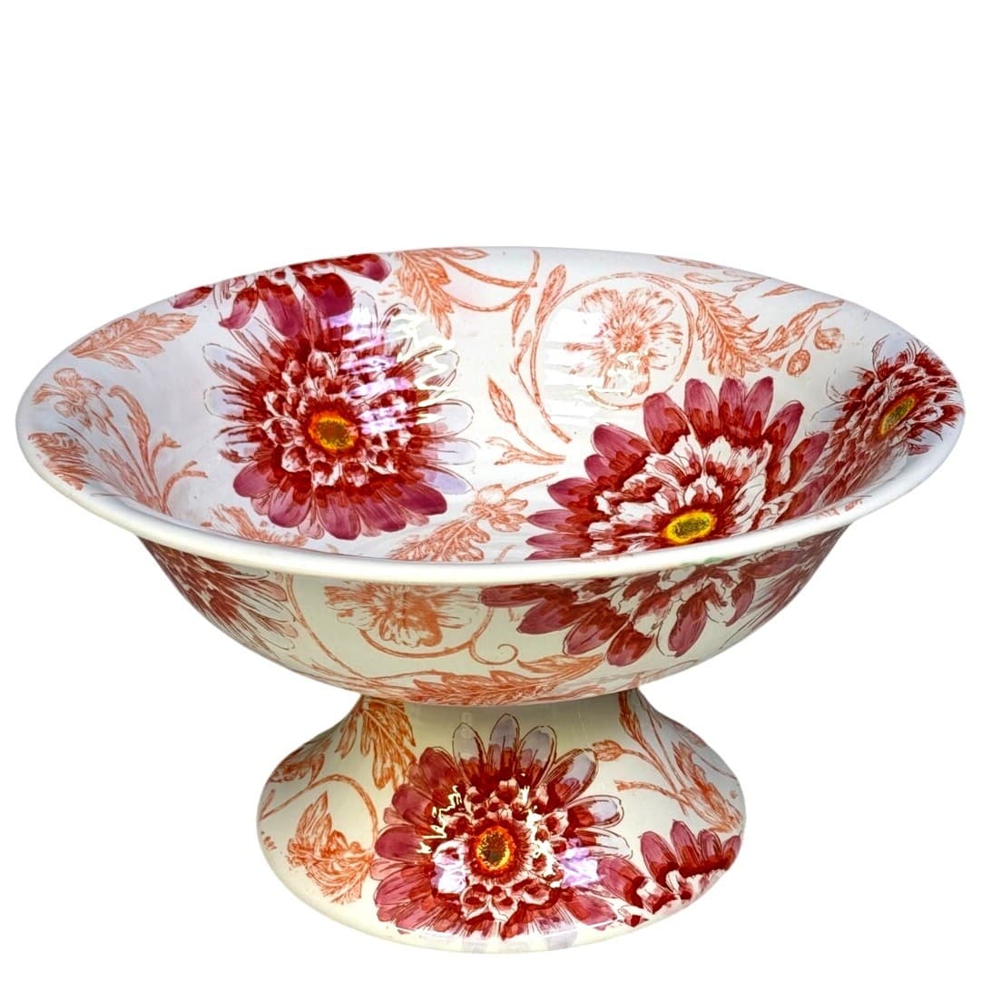 Maxcera Corp Retired 2009-2012 Floral Toile MXEFLTO 13" Footed Centerpiece Bowl