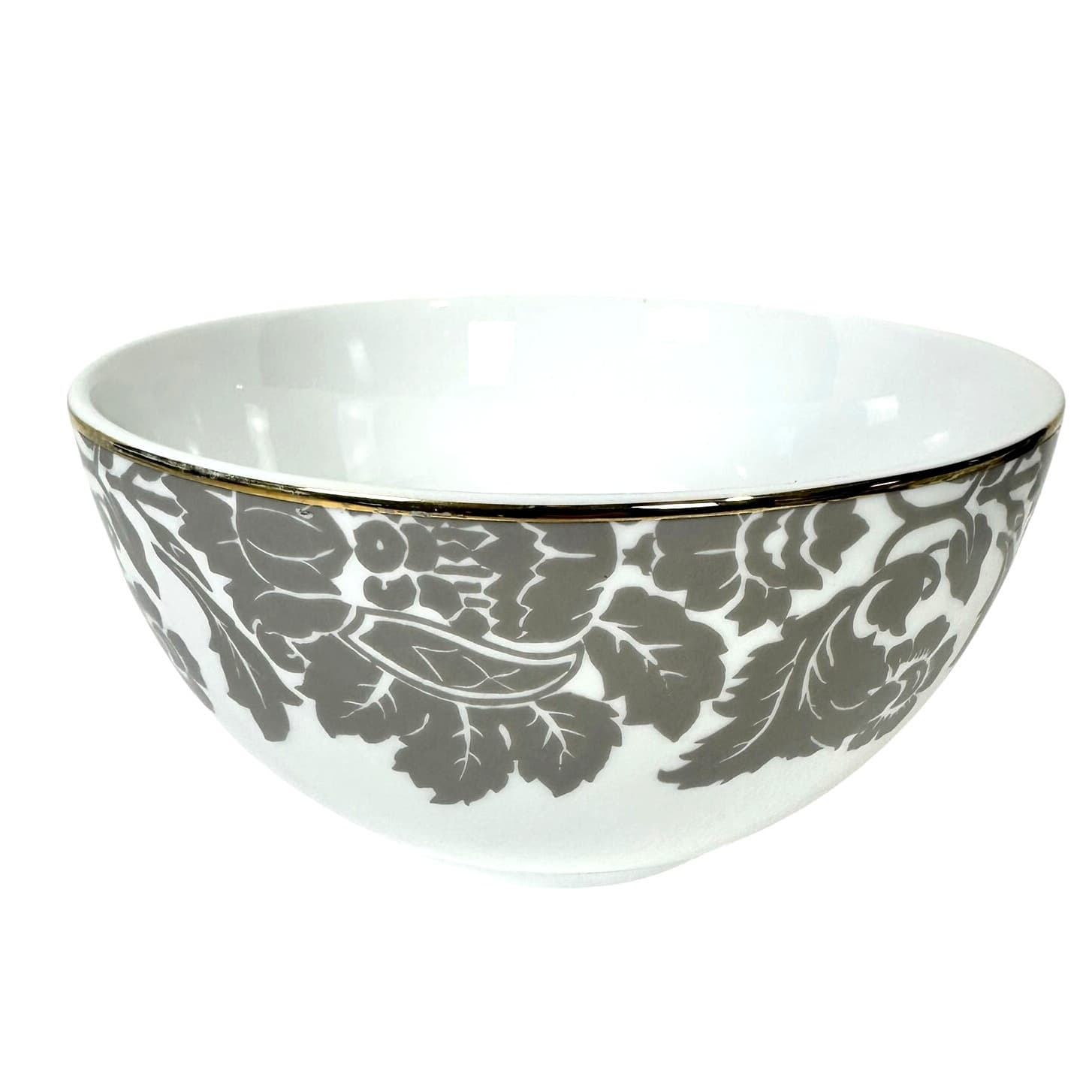St Nicholas Square "Spirit of the Season" Elegant Gray Floral Gold Serving Bowl