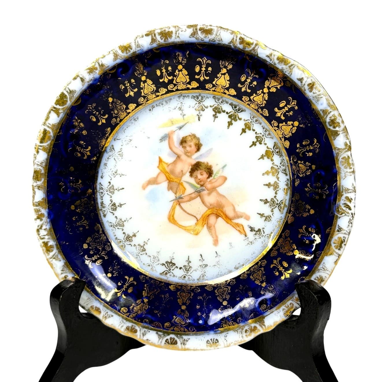 Victoria Austria Neoclassical Cherubs Cloud Cobalt Blue Gold 5 7/8" Plate