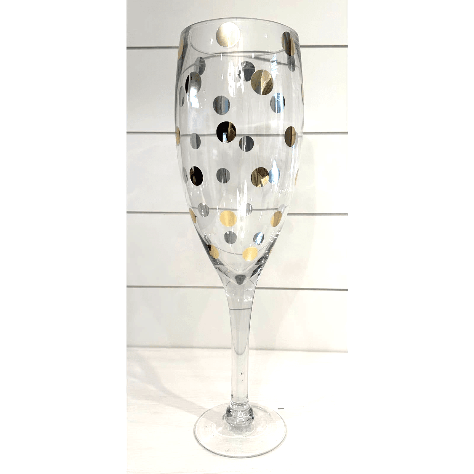 Kate Spade Pearl Place Inspired Gold Polka Dot Wine Glass Centerpiece-19.75"