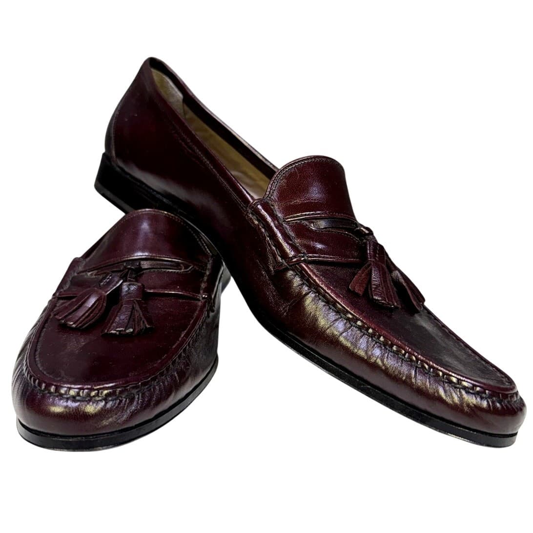 Bally Sesto Tassel Loafers Mens 10 E Brown Leather Dress Shoes Italy Slip On-New