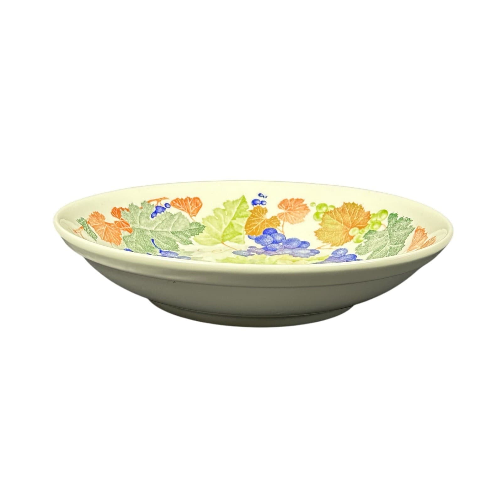 La Primula Grapes Pattern 12" Serving Bowl Hand Painted Italy Vintage