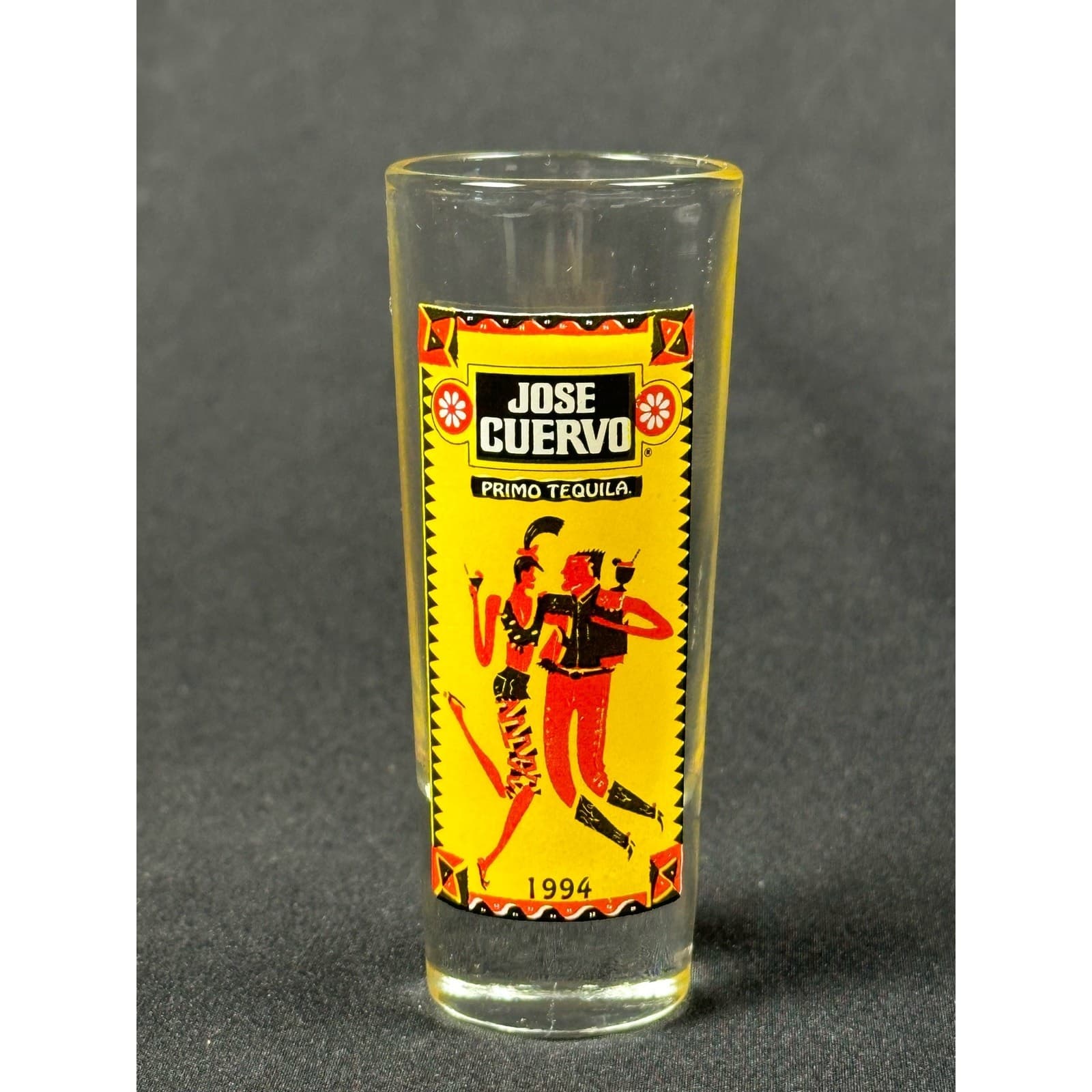 Jose Cuervo 3-1/2" Tall Slim Shot Glass Primo Tequila 1994 Vintage