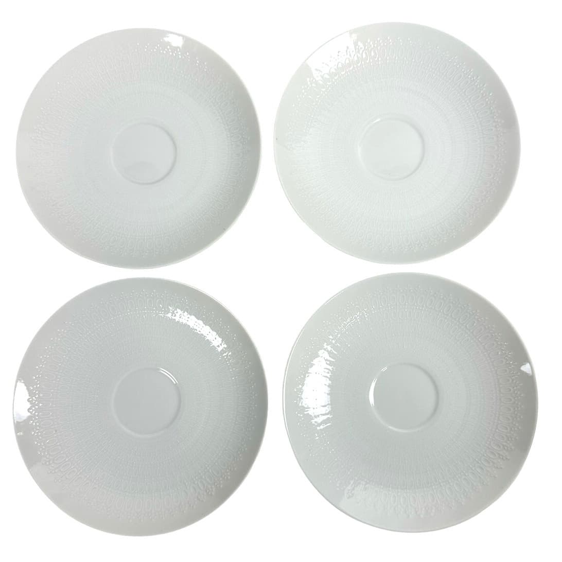 Rosenthal Romance White Studio Linie Bjorn Wiinblad 6" Cup Saucers-Set of 4