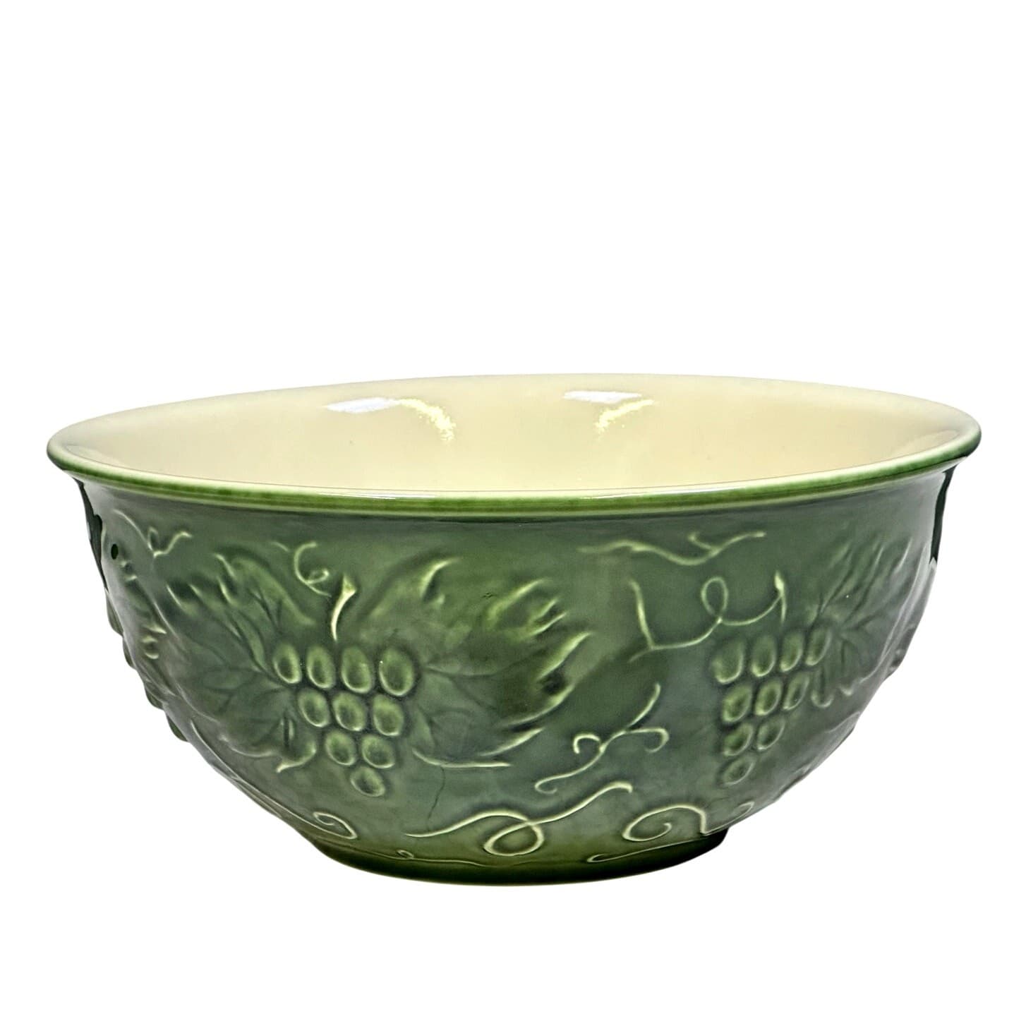 Williams Sonoma Green Grapevine Harvest Stoneware Portugal Vintage Mixing Bowl