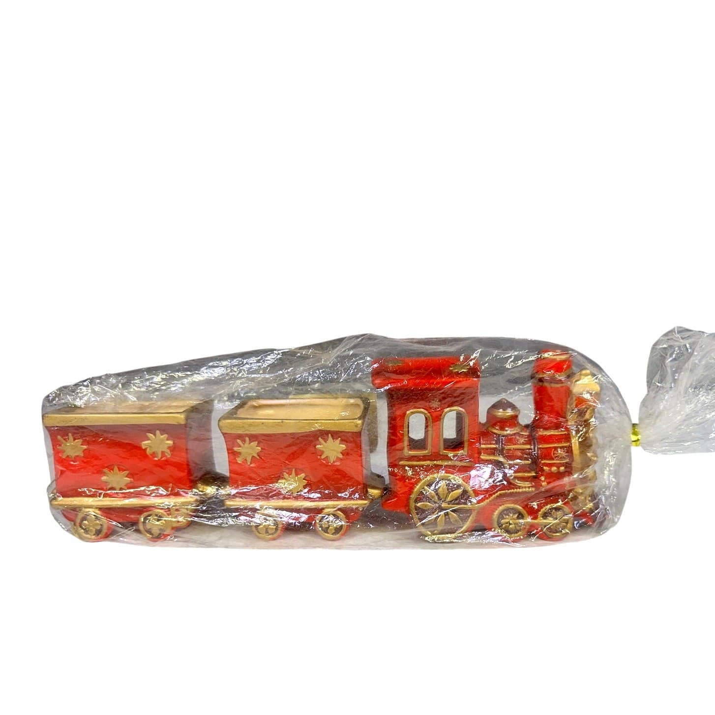 Czech Republic Vintage Ceramic 11" Holiday Red and Gold Decorative Train Display