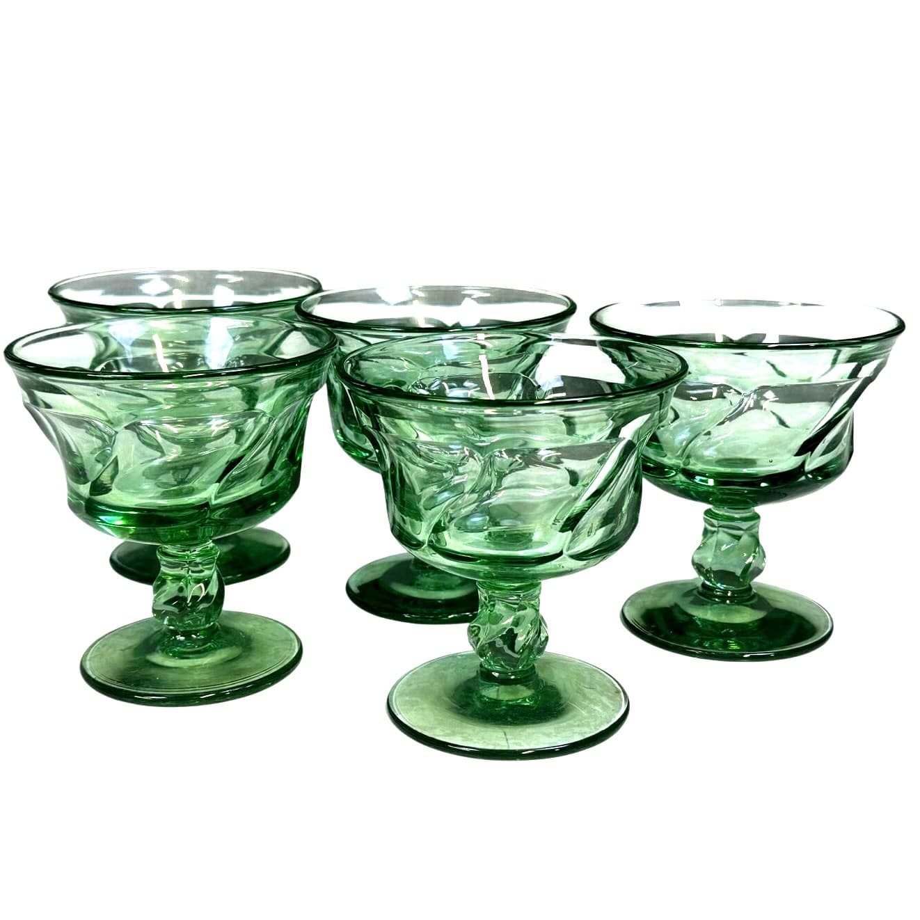 Fostoria Retired 1958-1982 'Jamestown Green' Champagne/Sherbet-Set of 5