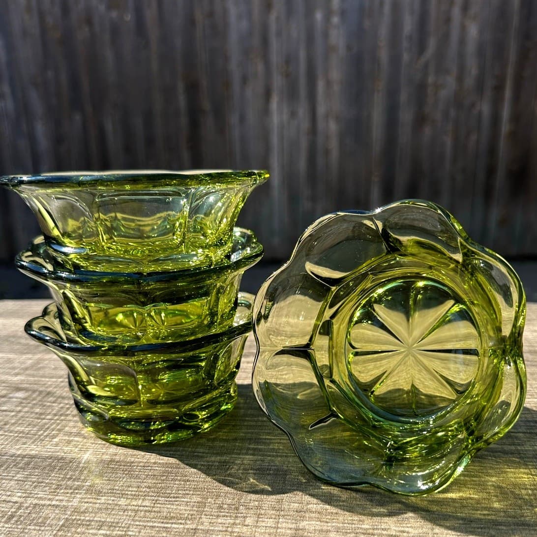 Fostoria Retired 1963-1982 'Argus Green' 4.75" Fruit/Dessert Bowls-Set of 4