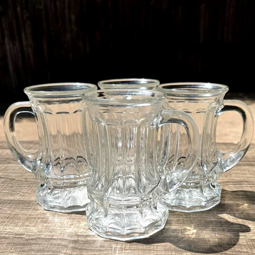 WMF Clear Glass Vintage 5.75" Pedestal Mugs Footed Tankards Barware -Set of 4