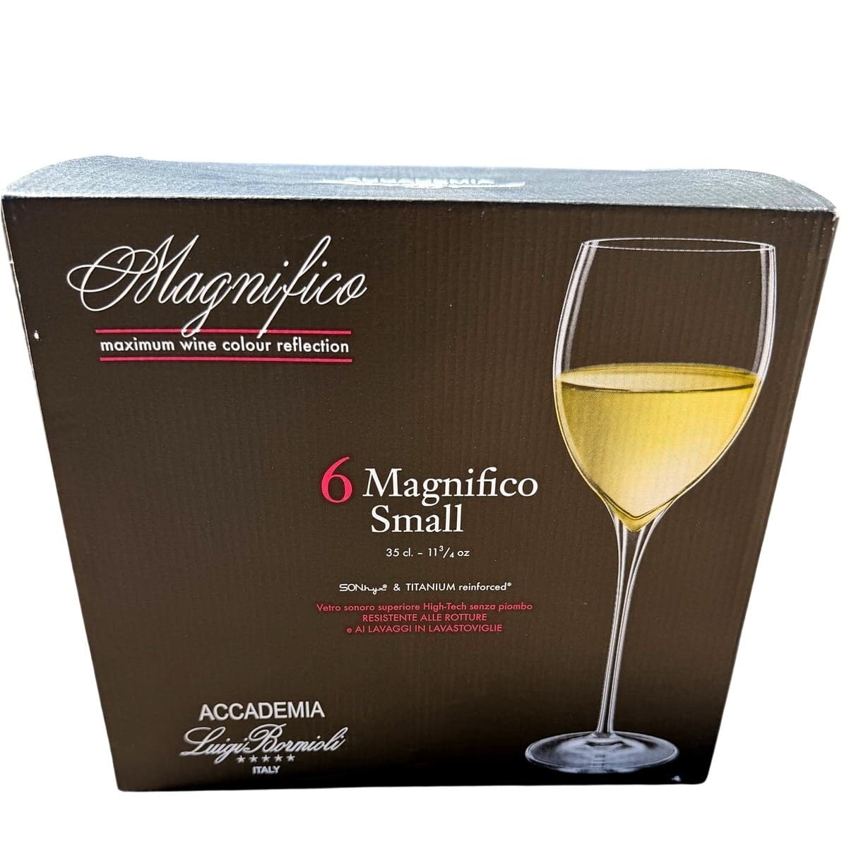Luigi Bormioli Accademia Magnifico Small Wine Glasses Rotari Italy Set of 6 NIB