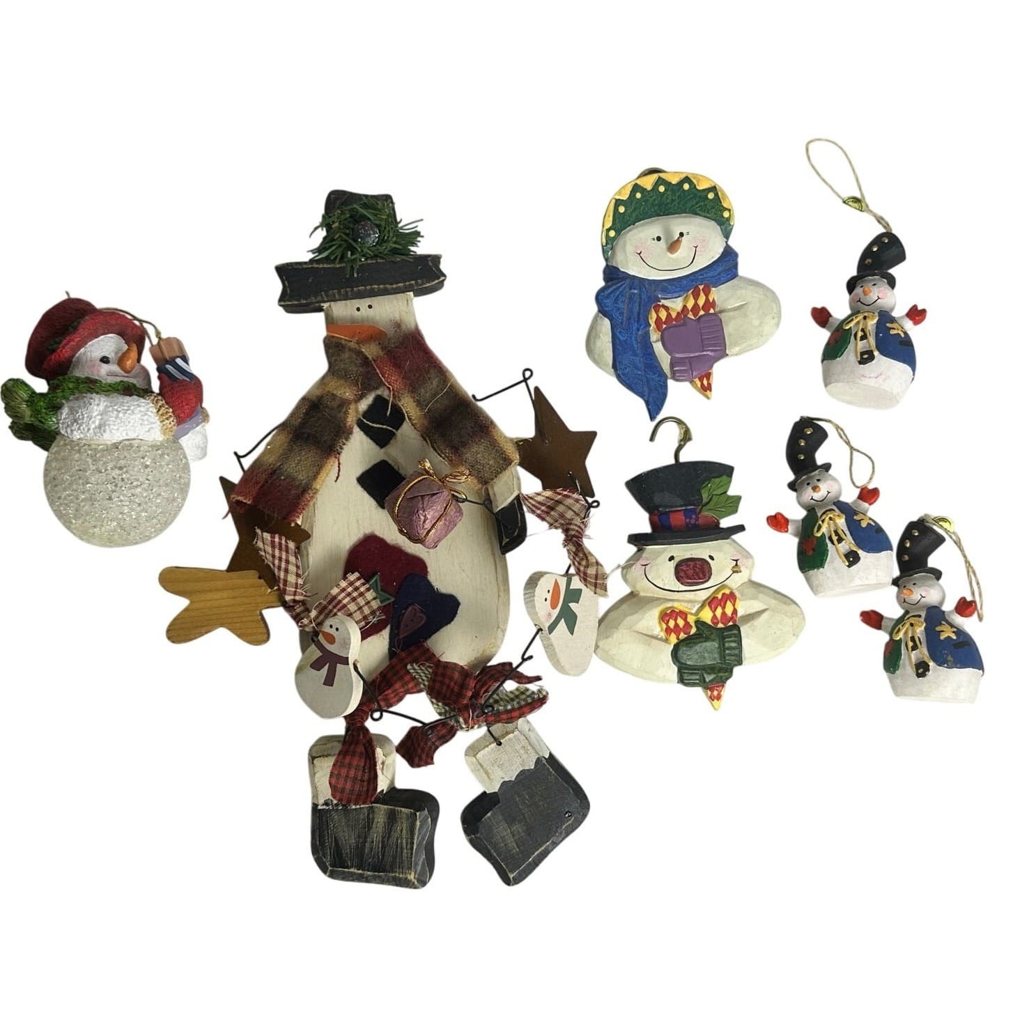 Snowmen Ornaments Mixed Lot of 7 CUTE