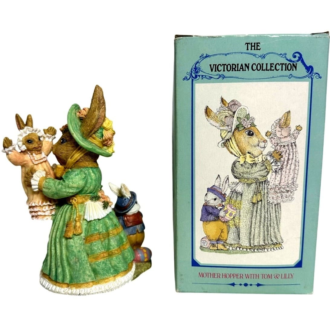 The Victorian Collection “Mother Hopper with Tom & Lilly” Easter Figurine 1994
