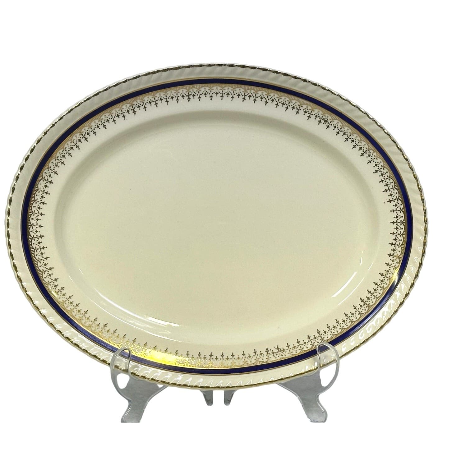 Johnson Bros Retired JB83 Windsor Ware Cobalt Blue/Gold Oval Serving Platter