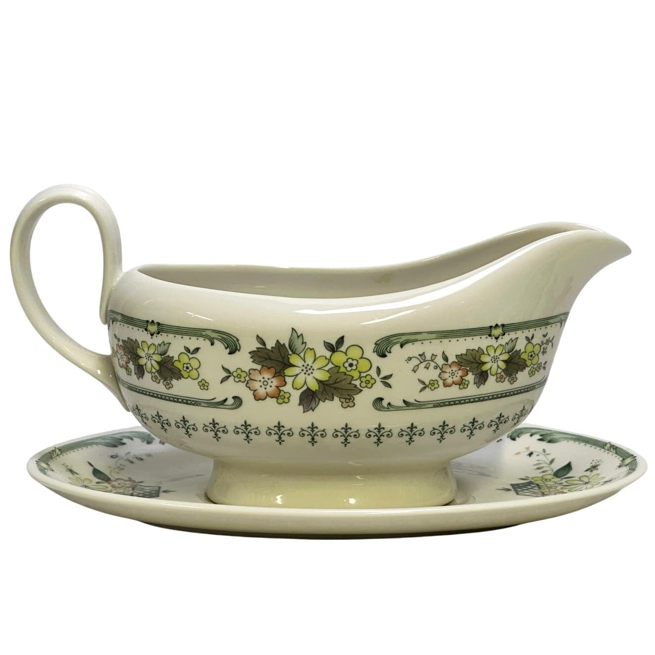 Royal Doulton England 'Provencal' Retired 1967-1997 Vintage Gravy Boat/Plate