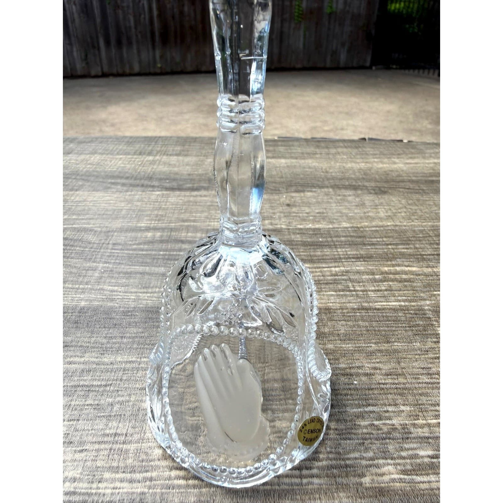 Emson 24% Lead Crystal Praying Hands Bell Psalm 23 Lord Is My Shepherd 5.5"