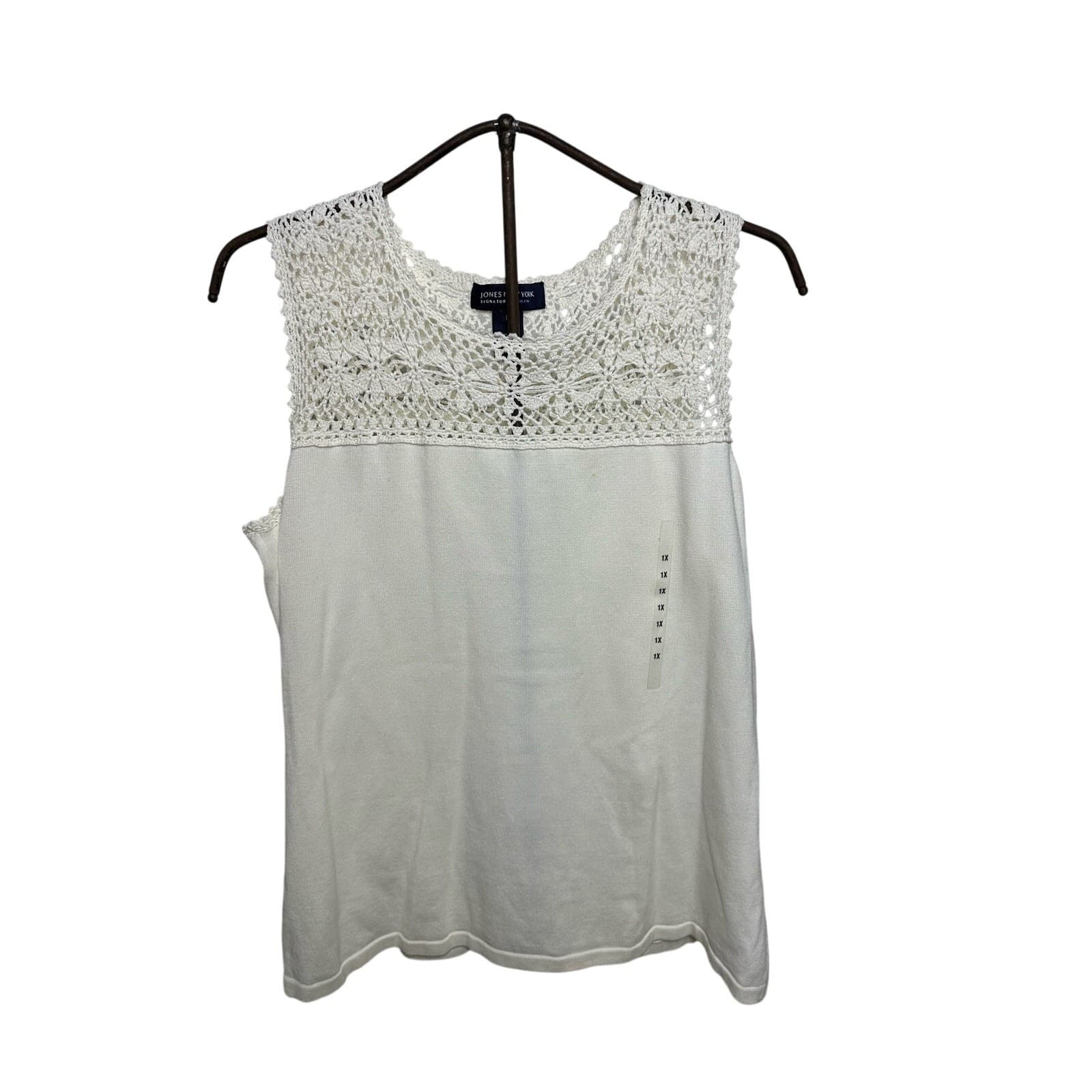 Jones New York Signature Woman NWT White/Cream Tank Top Sz 1X