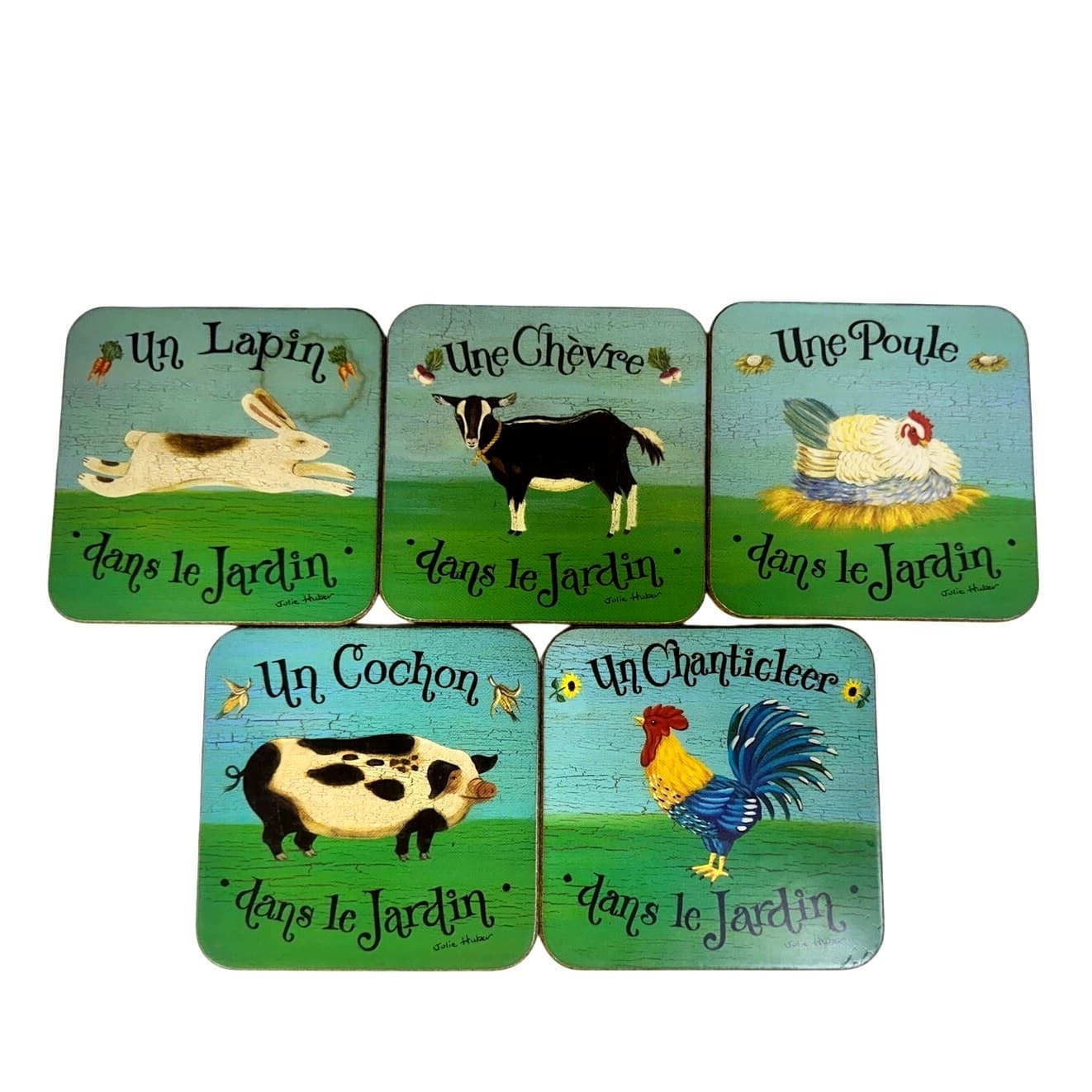 Pimpernel Julie Huber Vintage dans le Jardin 4" Square Coasters-Set of 5