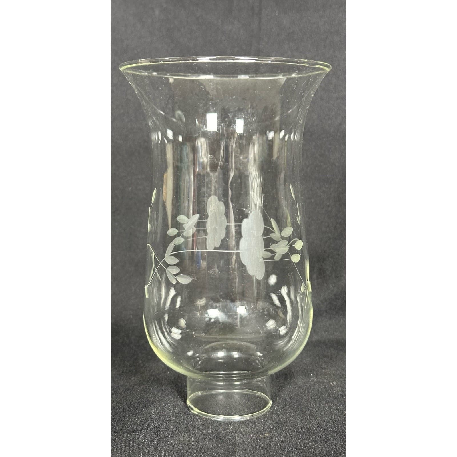Princess House Heritage Clear Etched Hurricane Globe 6.5" Excellent Condition