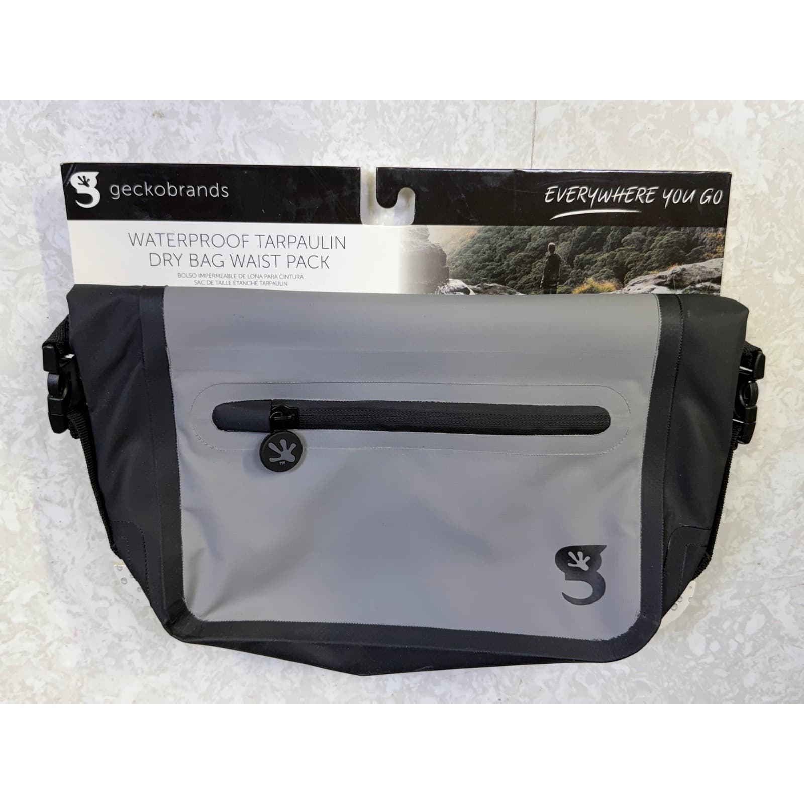 geckobrands Waterproof Tarpaulin Dry Bag Waist Pack Gray & Black